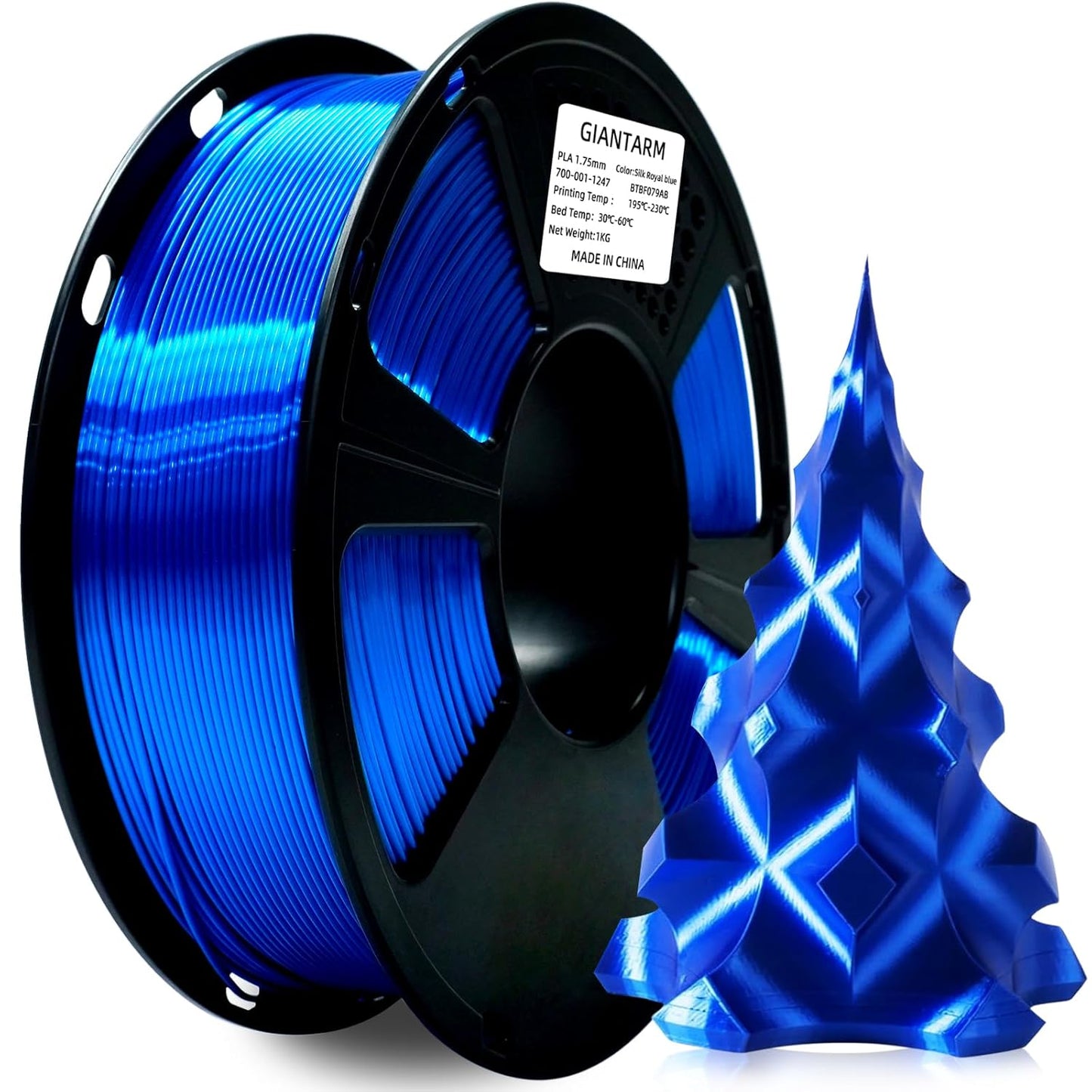 GIANTARM 3D Printer Filament, Silk Royal Blue Pla Filament, 1Kg(2.2lbs) Spool, 1.75mm Dimension Accuracy +/- 0.03mm, 3D Printing Filament