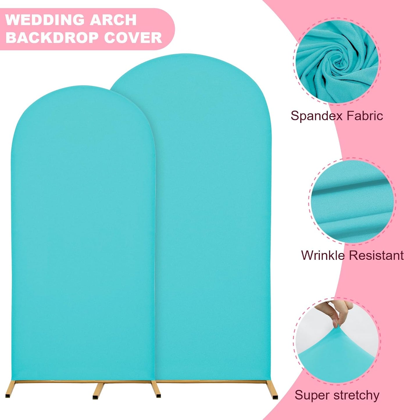 Wedding Arch Covers Arch Backdrop Cover Arch Stand Covers 7.2FT 6.6FT 6FT Set of 3 Arch Cover Spandex Fabric Stretchy Backdrop for Wedding Birthday Party Decoration Baby Shower (Sky Blue)