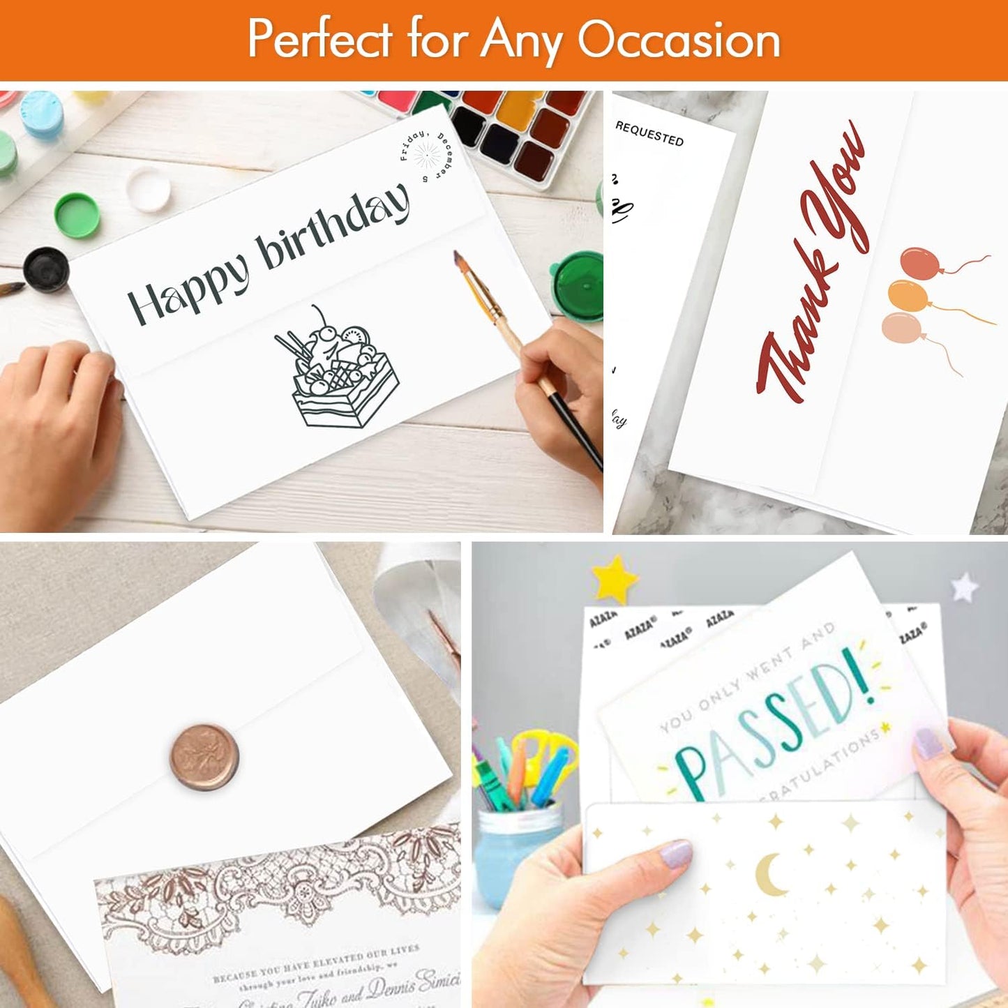 100 Pack A2 White Envelopes Self Sealing Adhesive Perfect for Weddings, RSVP, Invitations, Baby Shower,Greeting Cards,Announcements, Thank You Notes| A2(4.375 x5.75 Inches)