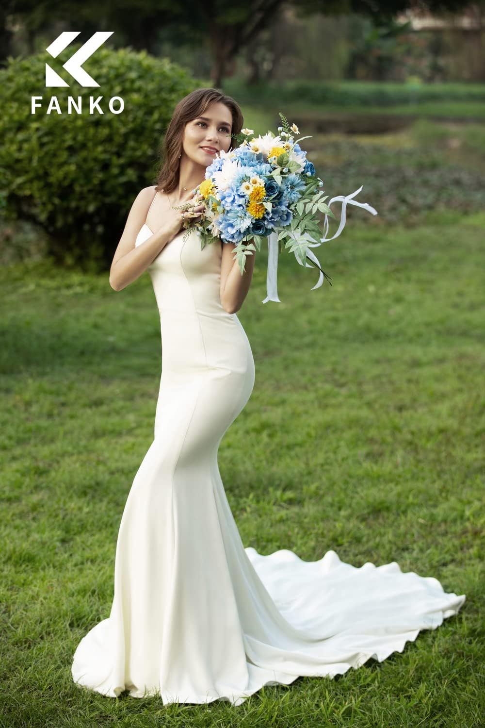 FANKO Rose Artificial Flowers Combo for DIY, Fake Blue Rose Artificial Silk Flowers with Greenery, Real Looking Artificial Faux Flowers for Wedding, Table Decoration, Centerpieces, Party, Home Décor