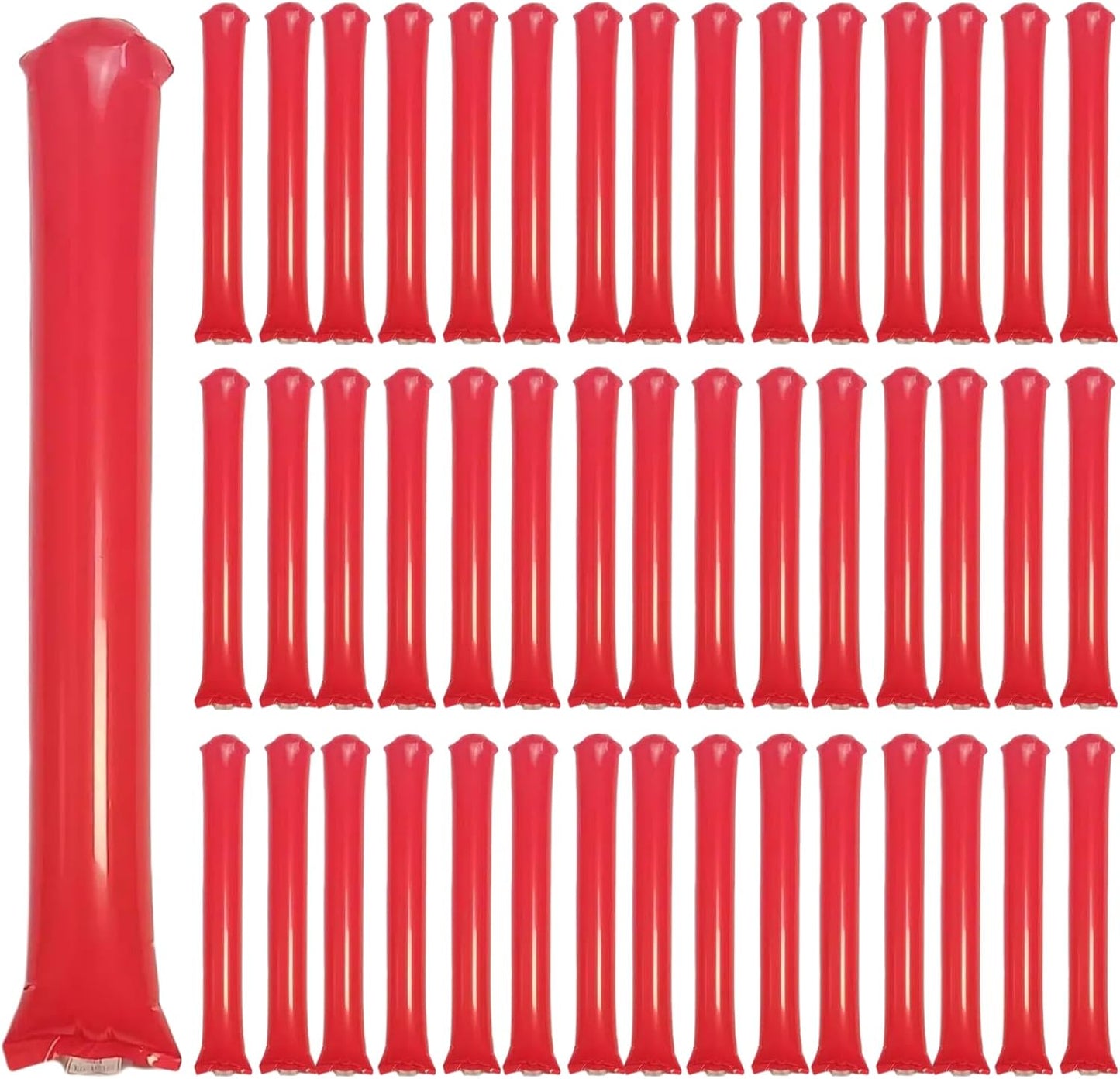 48pcs Round Head Boom Sticks Thunder Sticks Cheering Sticks Team Spirit Plastic Cheerleading Spirit Stick Clapper Inflatable Noise Maker Sports Supply (Red)