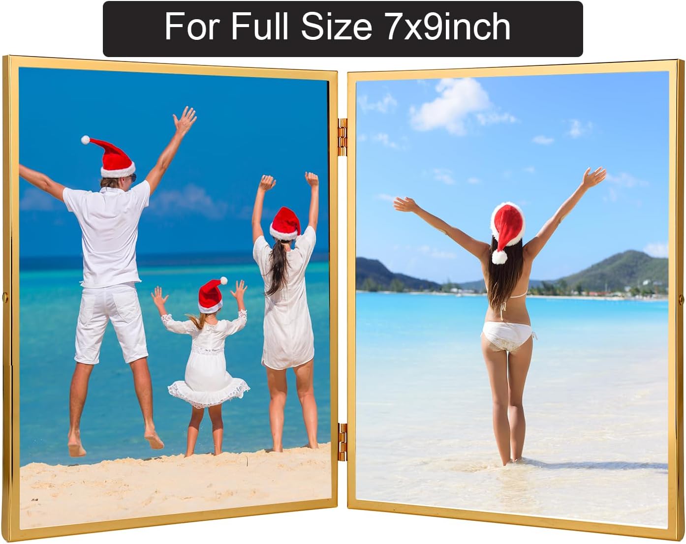 7x9''Gold Double Floating Frame For Photo Sizes (4x 6'', 5x7'',6x8''),For Tabletop/Shelf Display, Classy Gift for Wedding,Christmas,Birthady, Home or Office Decor.