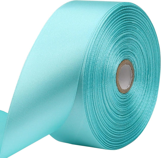 Lake Blue Solid Satin Ribbon 1-1/2 Inch 50 Yards Solid Polyester Fabric Ribbon for Gift Wrapping Wedding Christmas Baby Shower Birthday Party Decoration Handmade Immortal Flower Craft