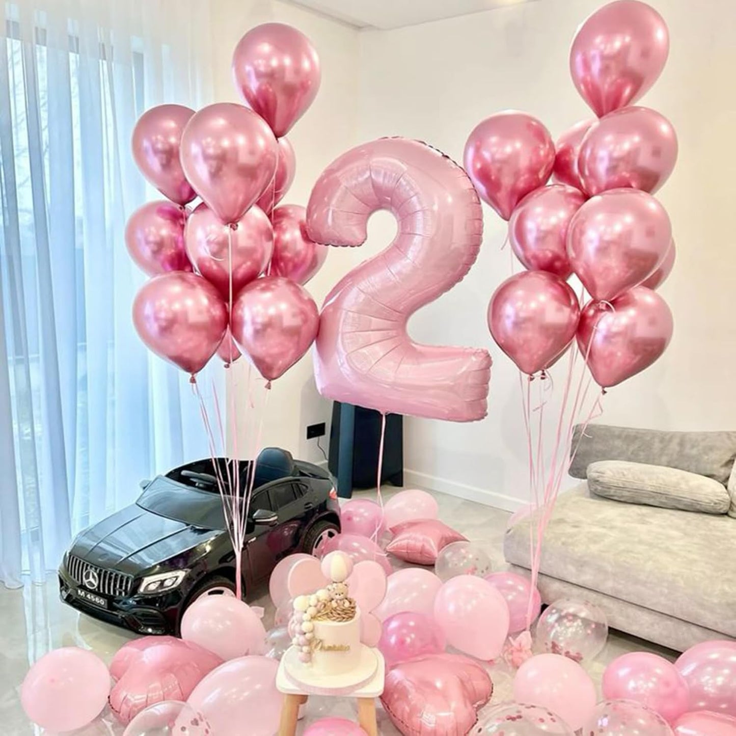 Light Pink 2 Number 40 Inch Pink Large Balloons Big Foil Helium Number Balloons 0-9 Jumbo Happy 2nd Mylar Birthday Party Decorations for Girl Anniversary Party Supplies