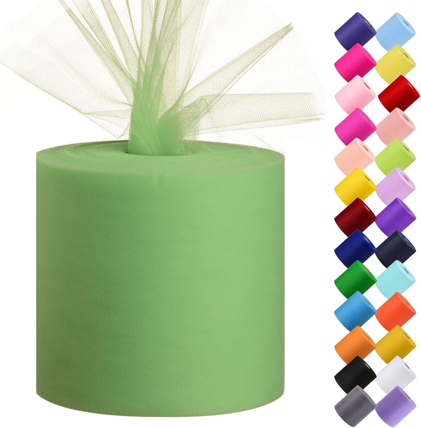 Tulle Fabric Roll, 6” by 200 Yards (600FT) Tulle Organza Fabric Spool for DIY Tutu Skirt Baby Shower Decor Wedding Backdrop Crafts Birthday Party Supplies (Mint)