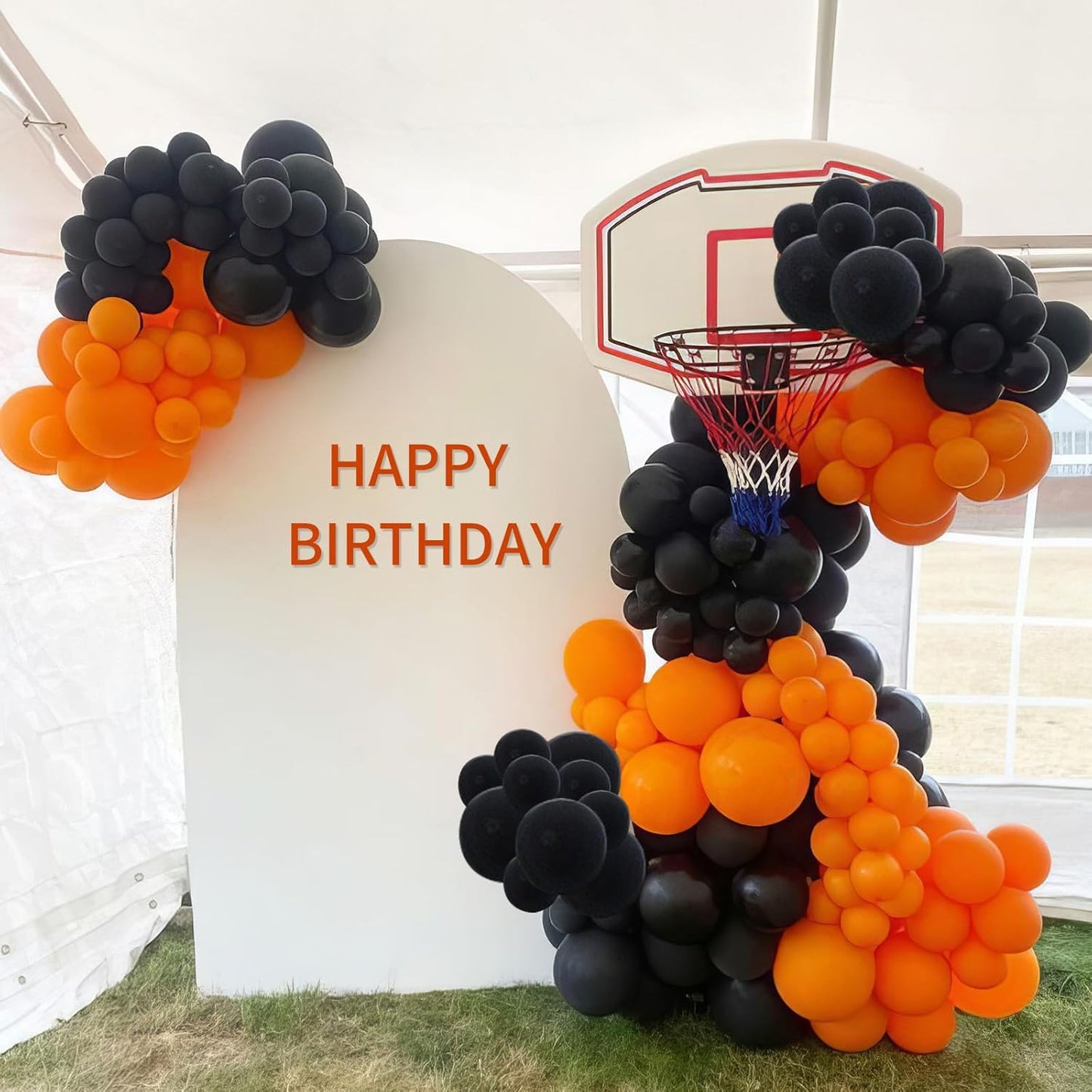 Black Orange Silver Balloons, 50pcs Black Orange Balloons, Metallic Silver Matte Orange Black Balloon for Birthday Boys Man Baby Shower Halloween Basketball Theme Party Wedding Bachelorette Decoration