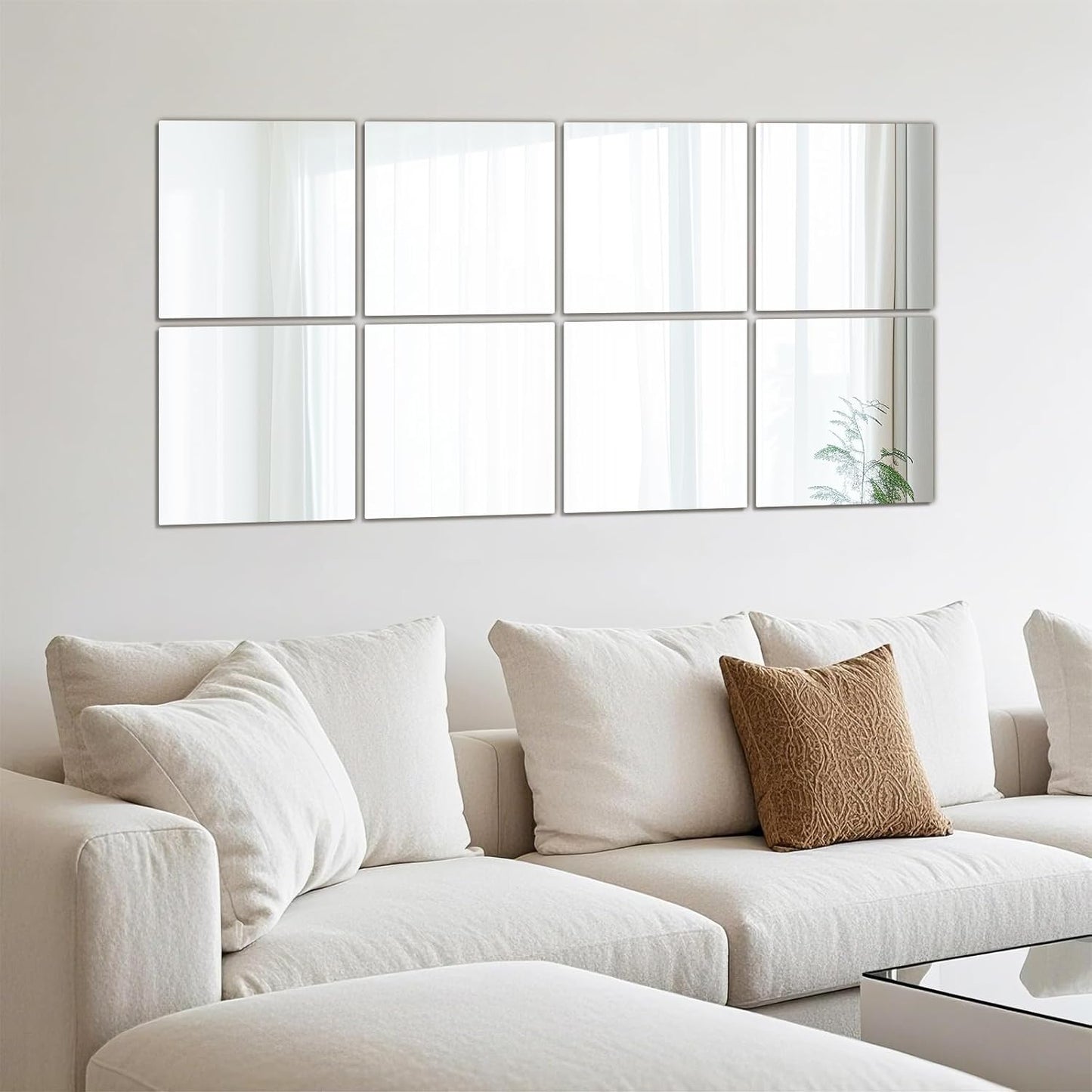 12 Pack Square Mirrors for Centerpieces, 10 x 10 Inch Acrylic Mirror Tray Candle Plates Wall Mounted Mirror Tiles Bulk for Wedding Christmas Table Centerpieces, Wall Decor, Crafts