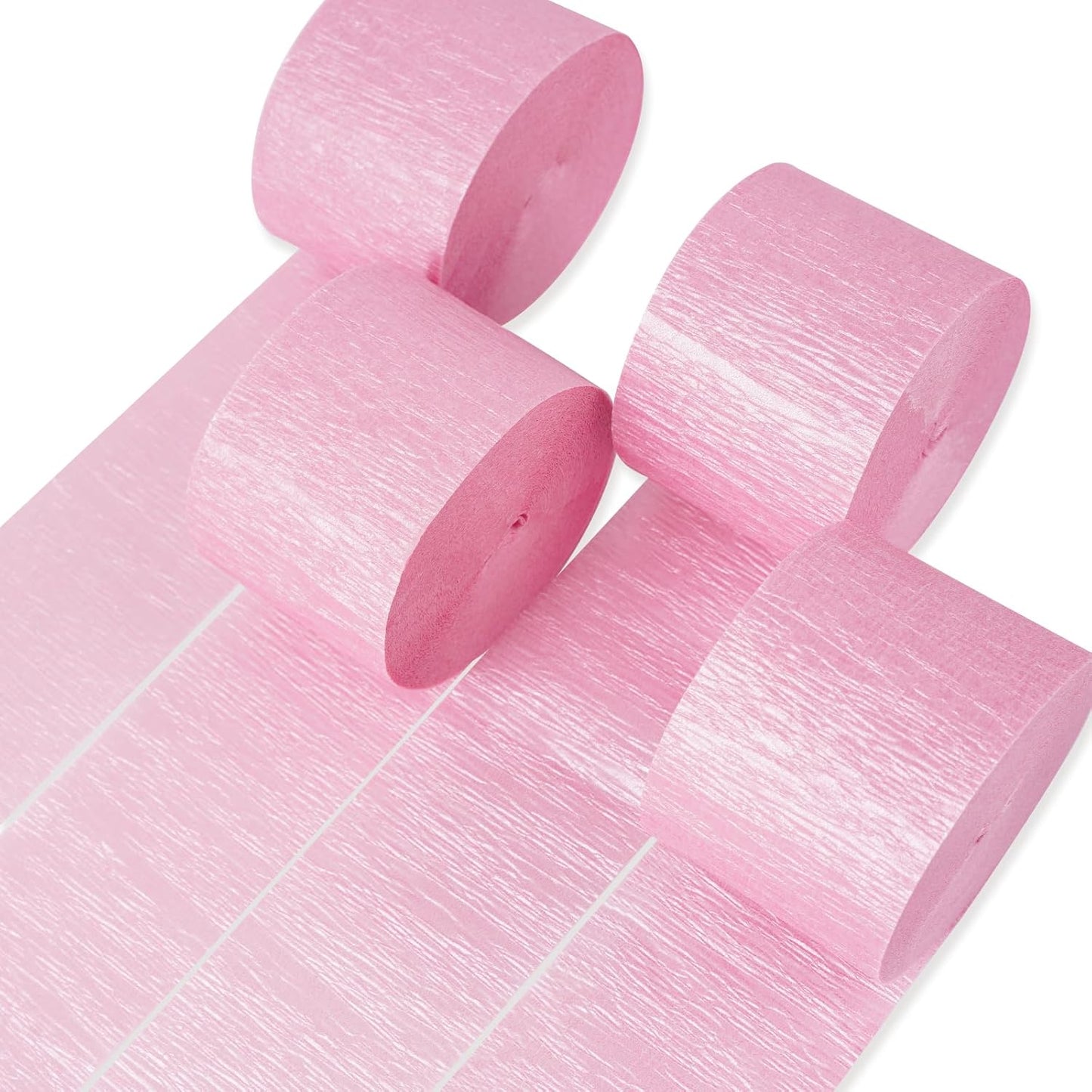 PartyWoo Crepe Paper Streamers 4 Rolls 328ft, Pack of Crepe Paper Perl Pink Streamers Decorations, Crepe Paper for Birthday Decorations, Party Decorations, Wedding Decorations (1.8 in x 82 Ft/Roll)