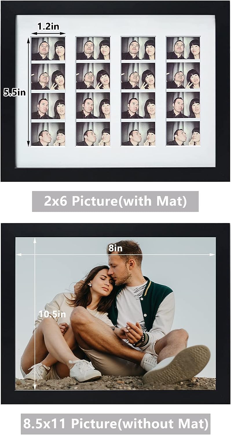 Golden State Art, 8.5X11 Photo Frame with Mat for 4 2X6 Photo Booth Pictures, Includes Real Glass & Easel Back Display, Make A Good Gifts, Black, 2 Pack