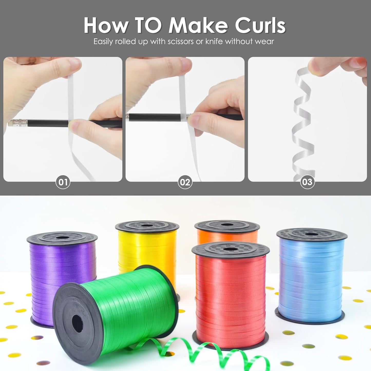 White Curling Ribbon, Balloon String 500 Yard for Gift Wrapping, Curly Ribbons, 3/16" for Florist Flower, Baby Shower, Valentines Day,Birthday