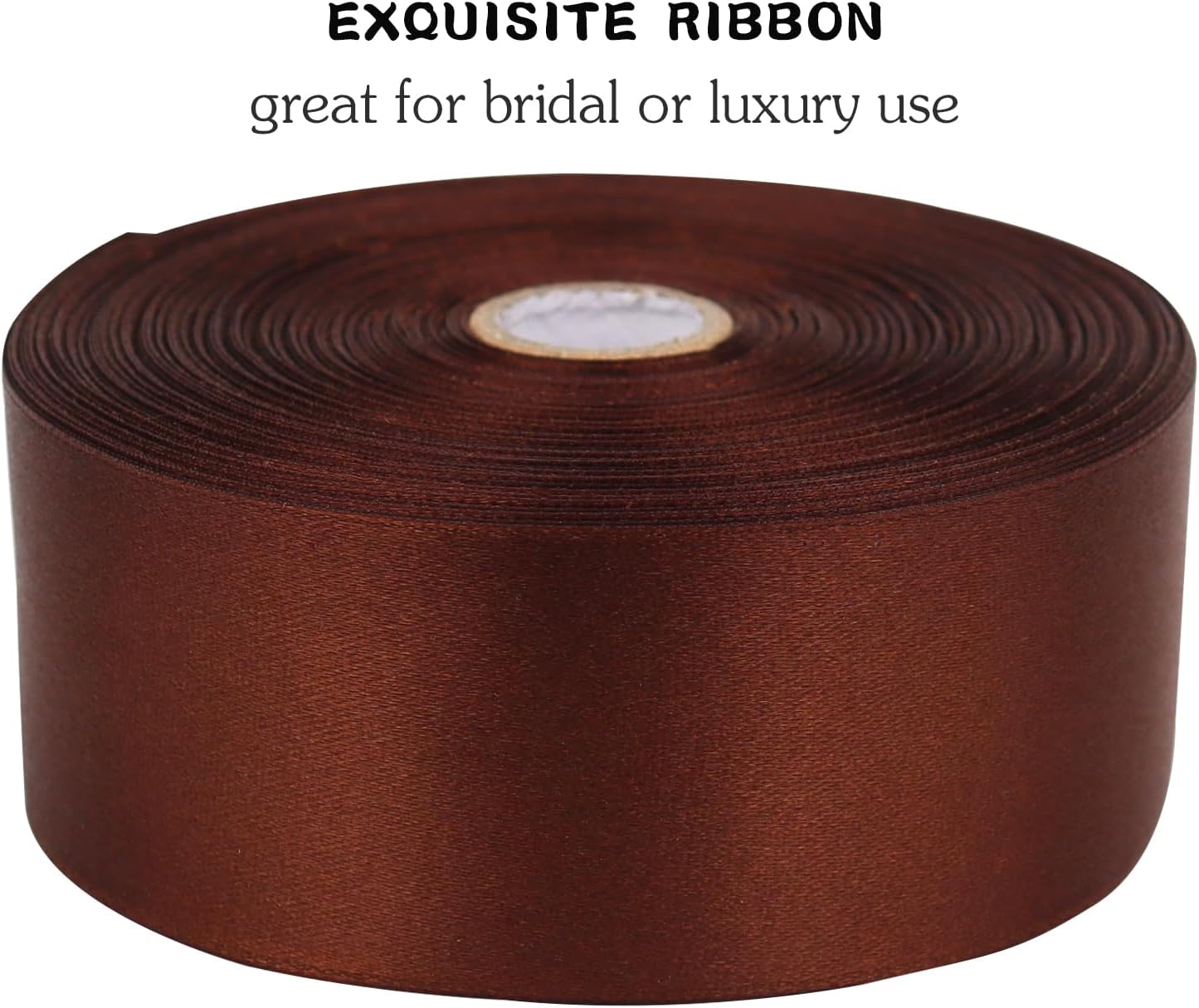 Brown Solid Satin Ribbon 1-1/2 Inch 50 Yards Solid Polyester Fabric Ribbon for Gift Wrapping Wedding Christmas Baby Shower Birthday Party Decoration Handmade Immortal Flower Craft