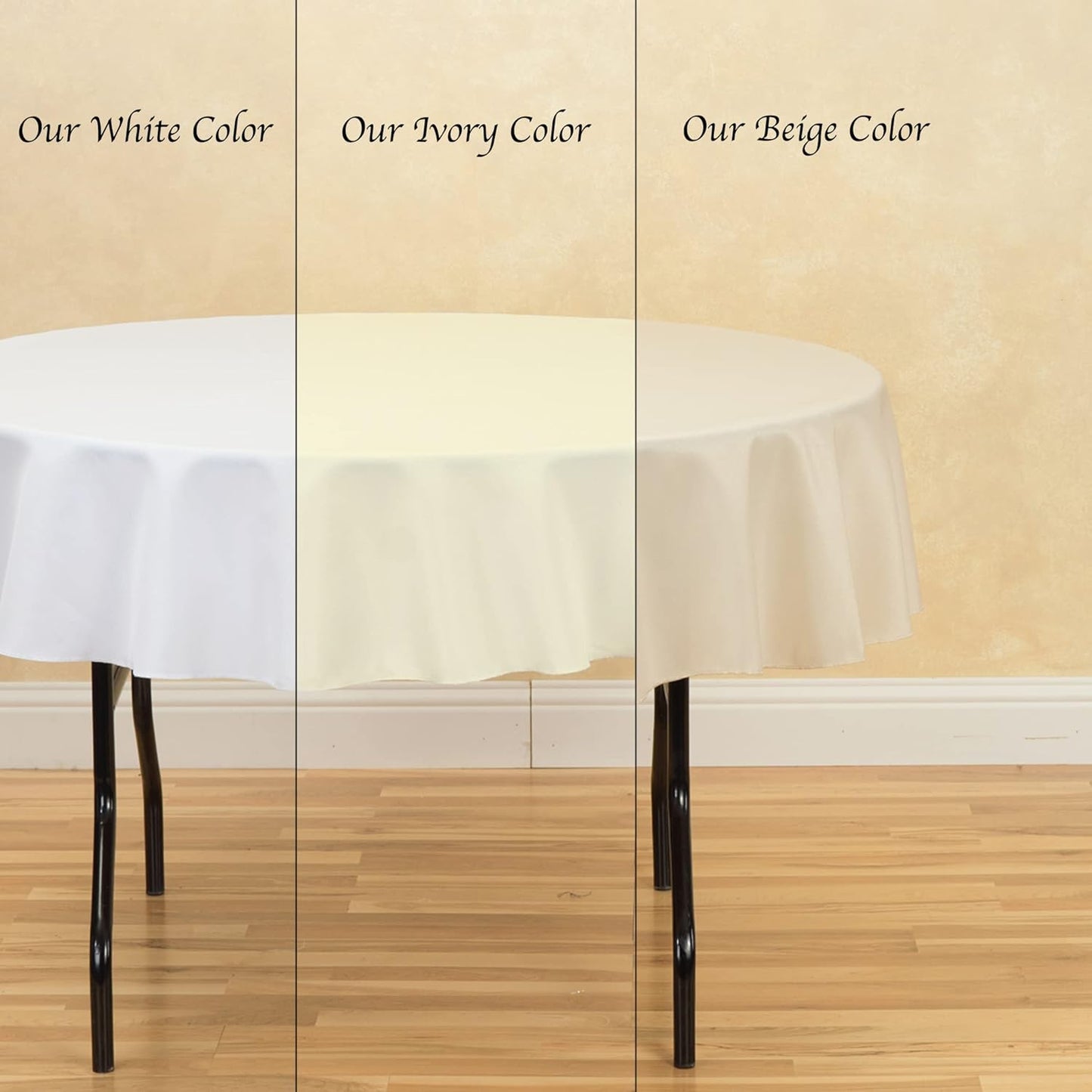 LinenTablecloth 70-Inch Round Polyester Tablecloth Ivory