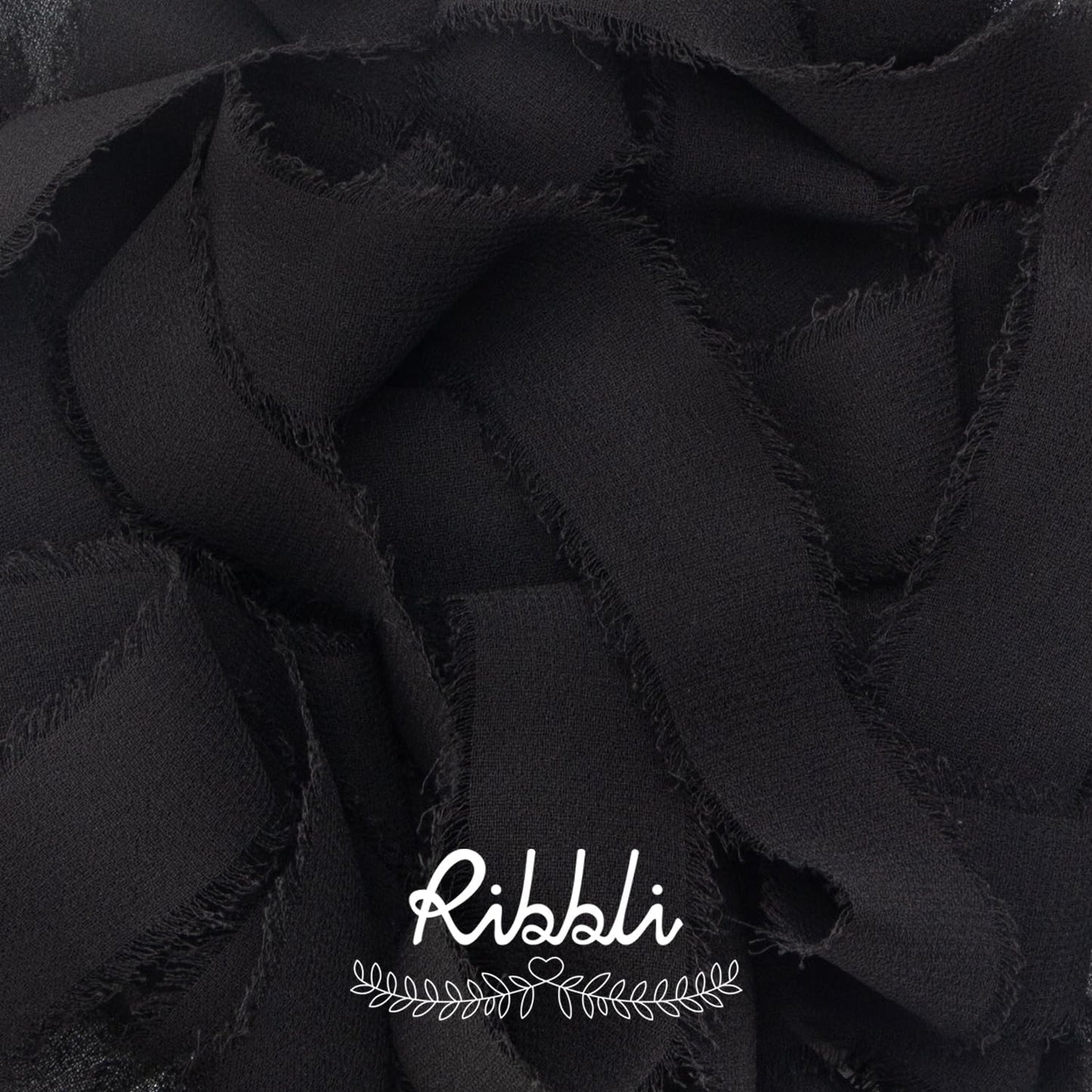 Ribbli Black Ribbon 1 Inch x 3 Rolls Total 24 Yards Handmade Fringe Chiffon Silk Ribbon for Wrapping Wedding Invitations Bridal Bouquets DIY Crafts Home Decor