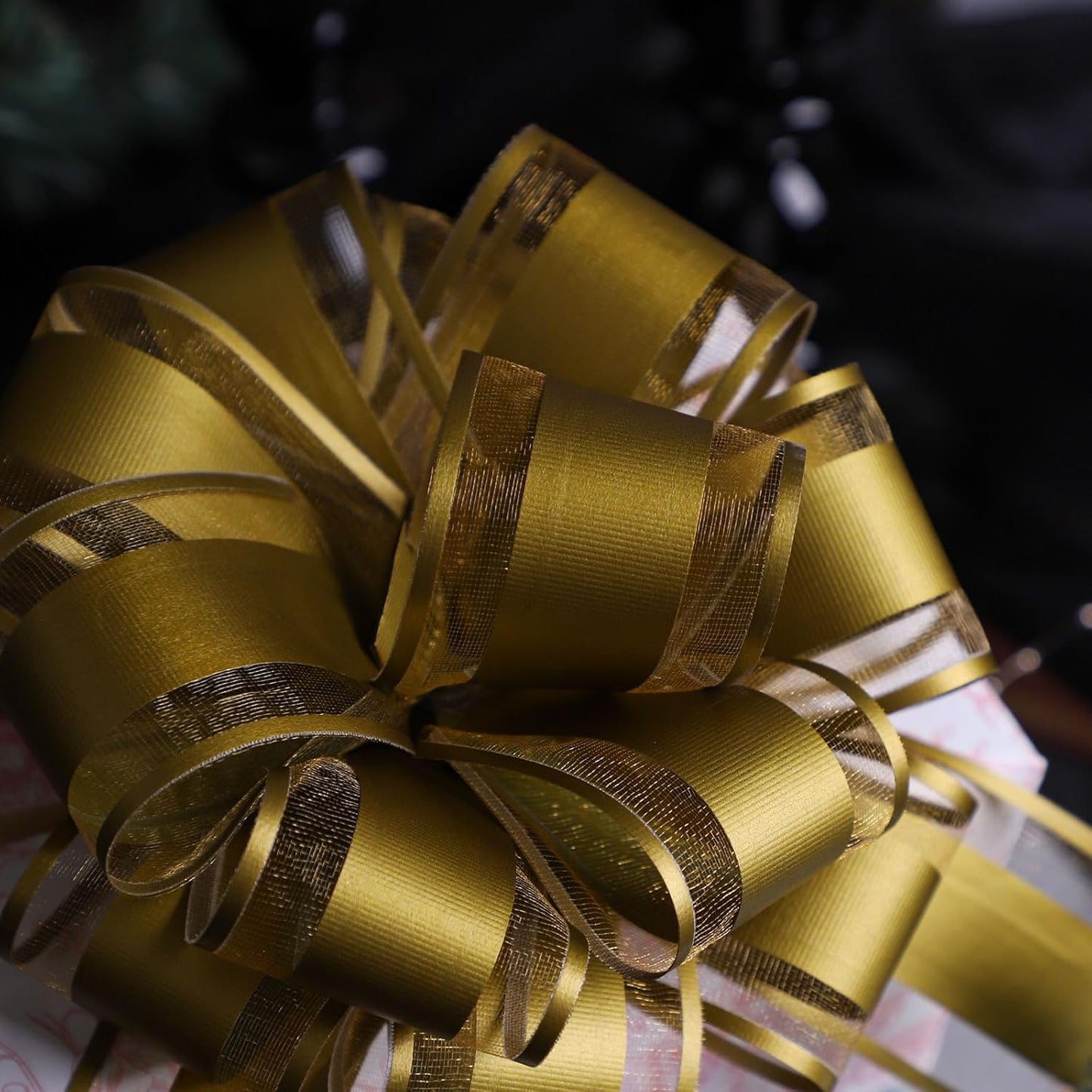 6Pcs 6inch Pull Bow Gift Wrapping,Pull Bow For Gift Basket, Gift Bag Box Wrapping Decor, Valentines Day, Birthday, Anniversary, Wedding, Flower Packaging (Golden)