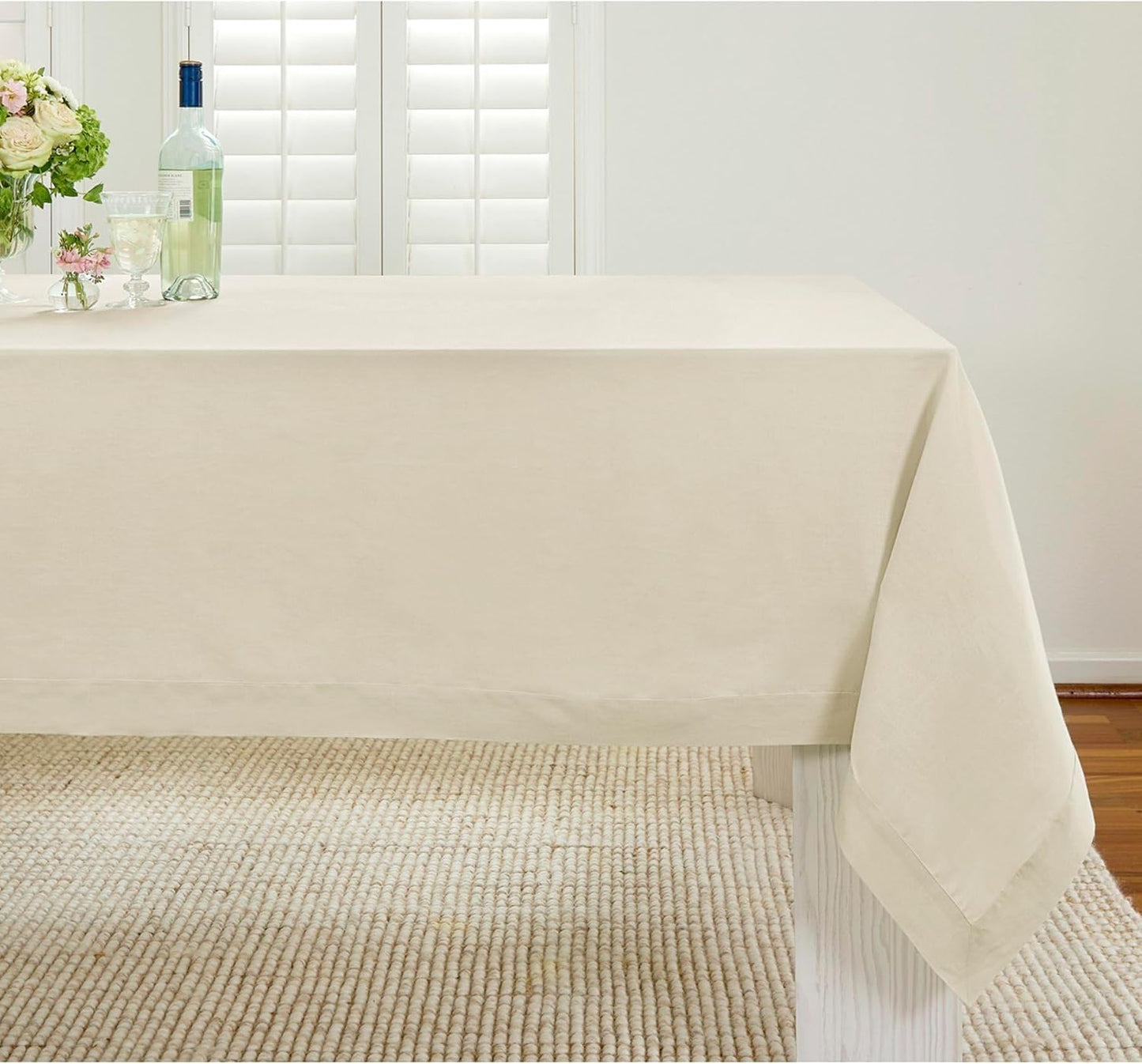 Solino Home Linen Tablecloth for Rectangle Tables 60 x 120 Inch - 100% Pure Linen Birch Table Cloth - Fete, Machine Washable Cloth Tablecloth for Fall, Autumn, Thanksgiving