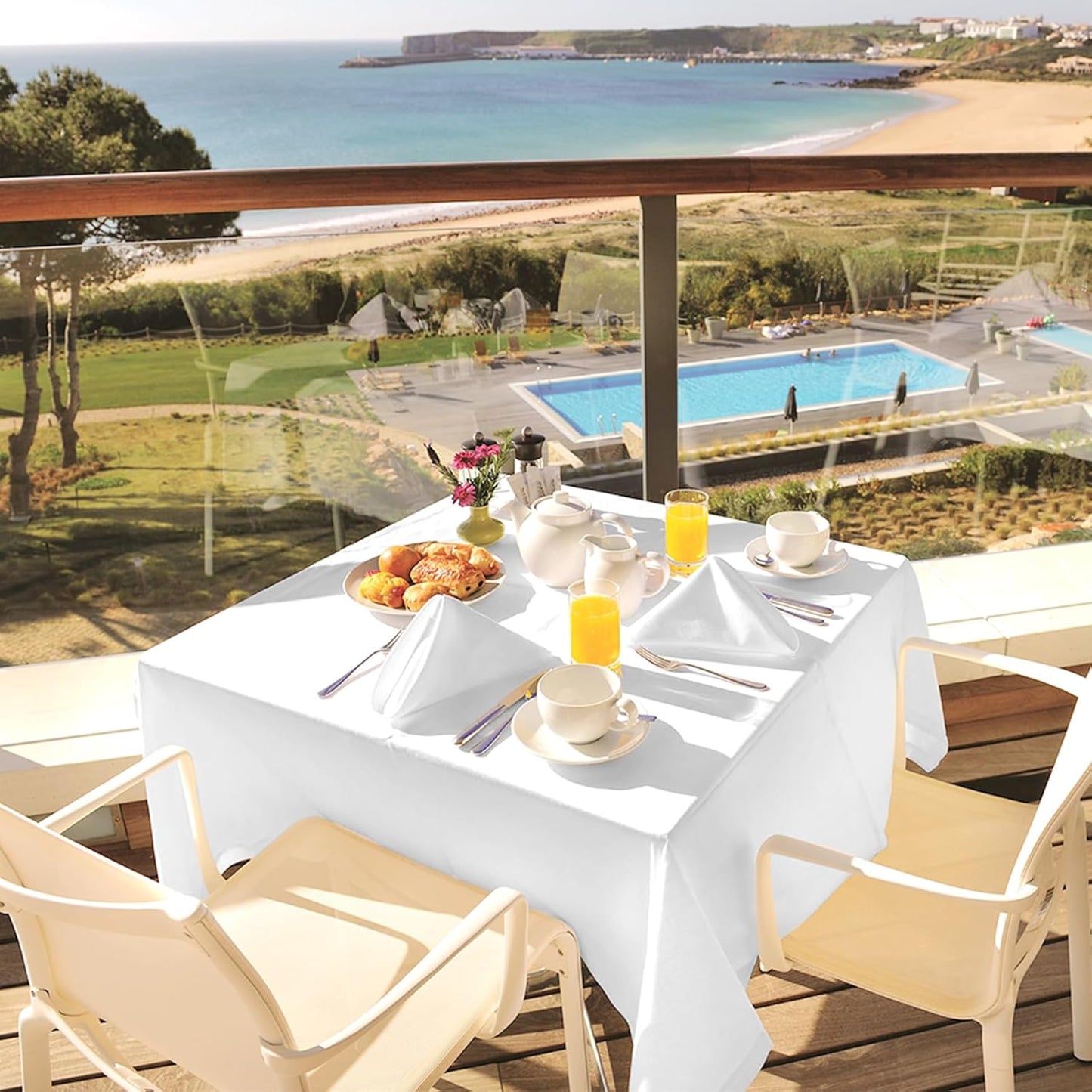 fani 12 Pack Square Tablecloth 52 x 52 Inch, White Tablecloth for Square Table, Washable Polyester Table Cloth, Fabric Table Cover for Wedding Parties Restaurant Buffet