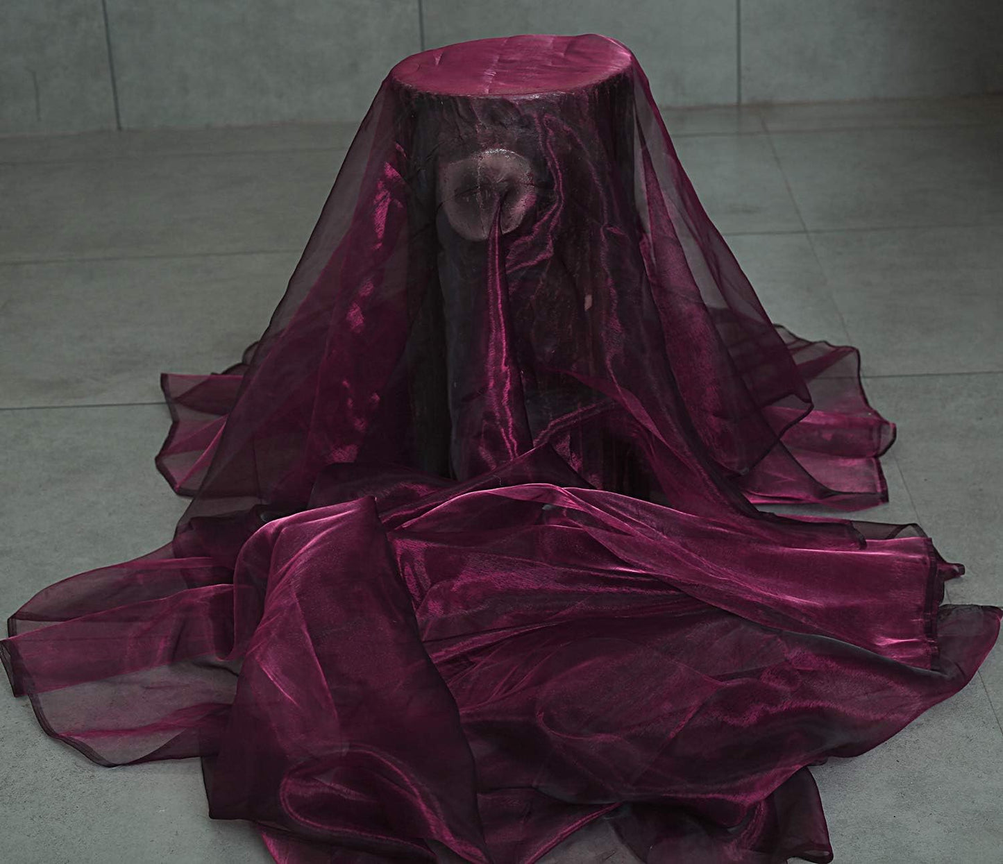 VDS Eggplant Organza Fabric, 45 Yards Continuous, 45” Wide, Wedding Party Decoration Iridescent Crystal Sheer Shiny Organza Tulle Bridal Dress DIY Crafts Costume Sewing Backdrop Arch Cloth