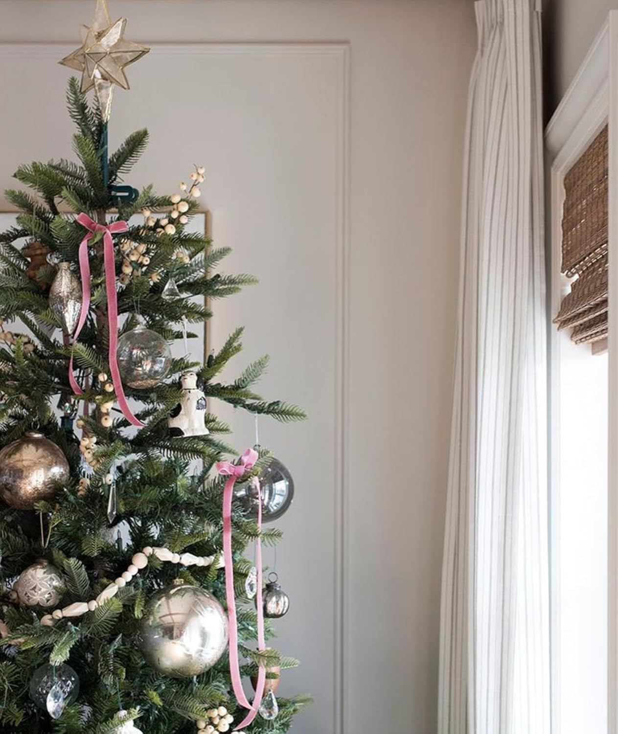 Pink Velvet Ribbon 3/8'' 25 Yards for Christmas Tree, Gift Wrapping, Flower Bouquet, Wreath Decorations, Bow Making