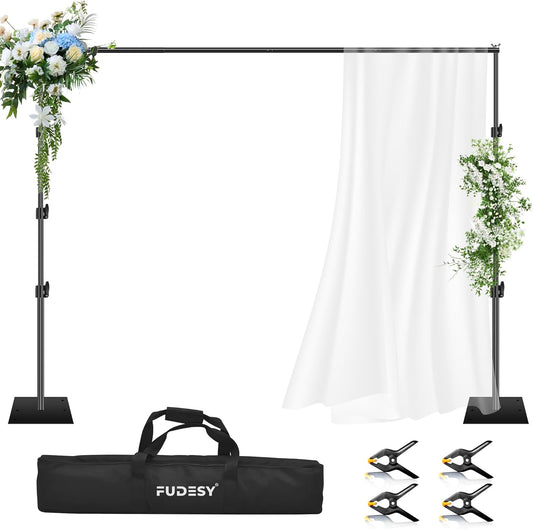 FUDESY Heavy Duty Backdrop Stand, 8.5x10ft Adjustable Photo Background Stand Support System Kit with Steel Base, Pipe and Drape Photography Backdrop Stand Kit for Parties Wedding Birthday