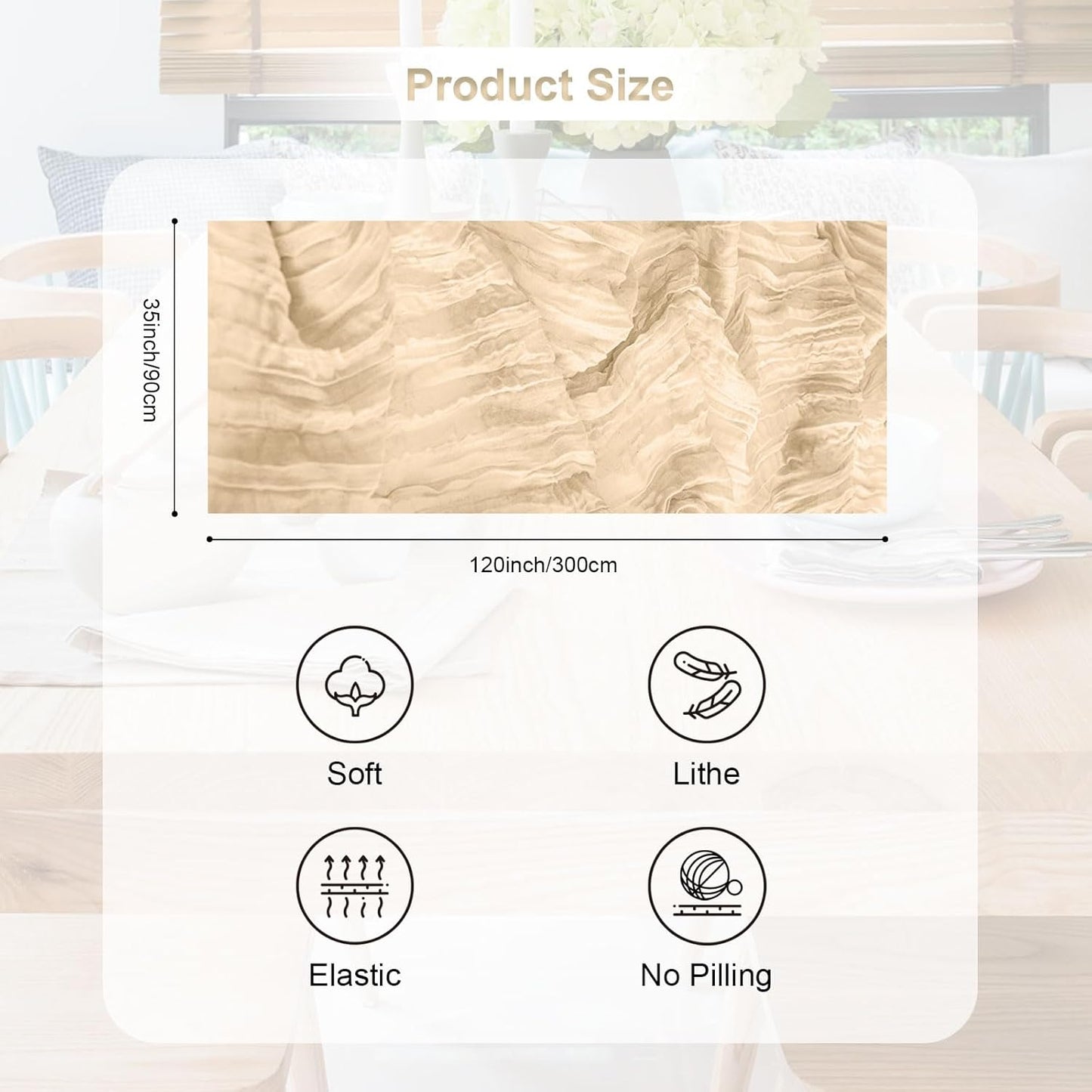 10 Pack Nude Cheesecloth Table Runner 35x120 Inch 10Ft Rustic Gauze Cheese Cloth Table Runner Sheer Cheesecloth Table Runners for Wedding Party Bridal Shower Decoration