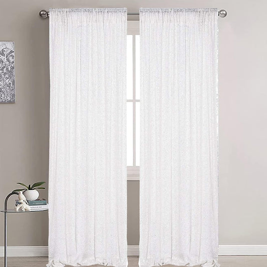 White Sequin Backdrop 2 Panels 2FTx8FT Glitter Drapes Sparkle Photo Backdrop Party Wedding Baby Shower Curtain Sparkle Photography Background Party Decor
