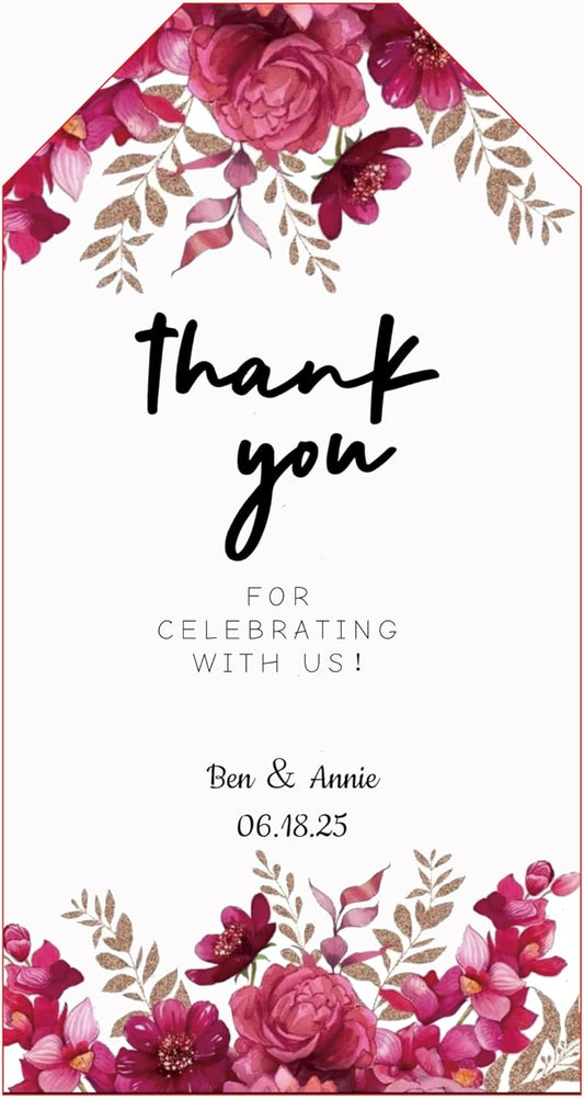 Personalized Gift Tags, Thank You Tags for Wedding Birthday Business Party Favors, Custom Hang Tags with Your Text and String, 2 X 3.75 Inch (Wreath Pattern 9)