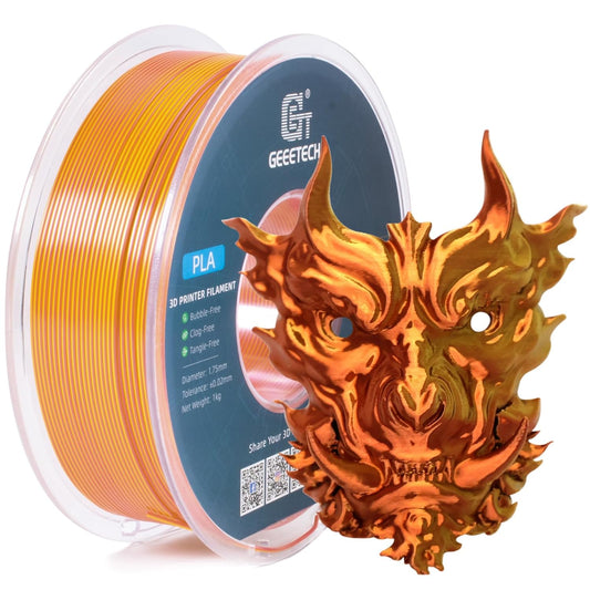Geeetech Silk PLA Filament 1.75mm Silk Dual Color Filament, Coextrusion Dichromatic Metal-Like Shiny Consumable 1kg (2.2lbs) 1 Spool, Dimensional Accuracy +/- 0.02 mm, Gold Copper
