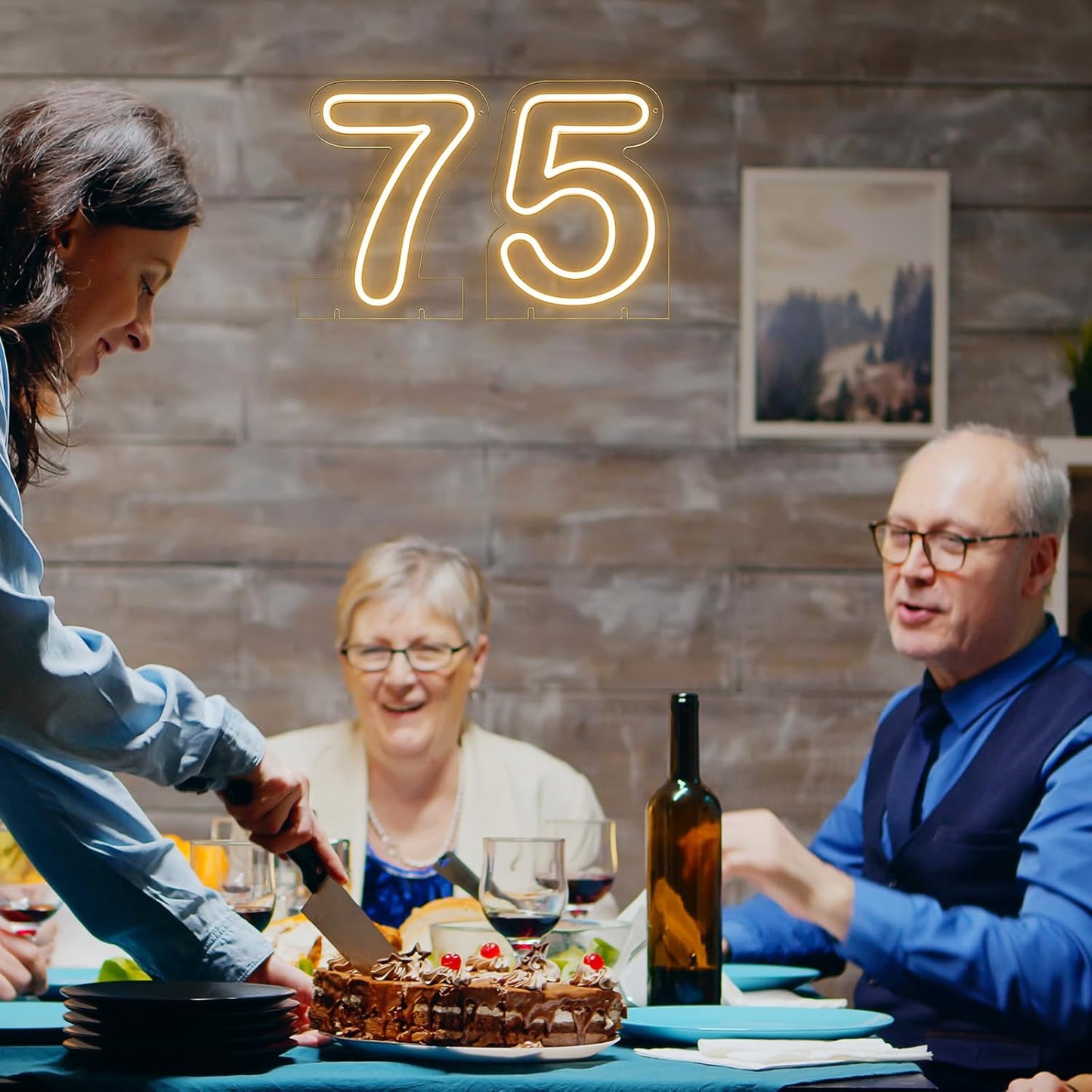 Number 7 LED Neon Sign Backdrop Birthday Party Decoration, 11.3" Height Warm White Marquee Numbers Seven Light Up Sign for Wedding Anniversary Window Wall Table, Indoor Battery Operated or USB