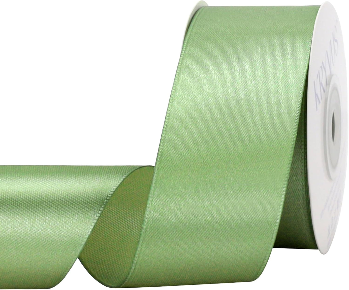 Sage Green Satin Ribbon 1-1/2 inch X Continuous 25 Yards, Single Face Polyester Ribbon Perfect for Gift Wrapping, Flower Bouquet, Wedding Decor, Crafts, Bow Making, Sewing and More