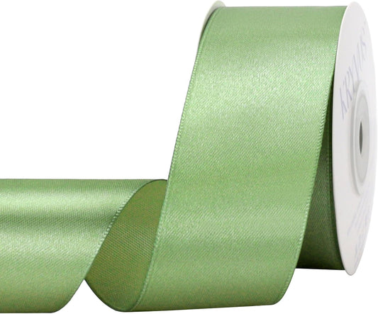 Sage Green Satin Ribbon 1-1/2 inch X Continuous 25 Yards, Single Face Polyester Ribbon Perfect for Gift Wrapping, Flower Bouquet, Wedding Decor, Crafts, Bow Making, Sewing and More