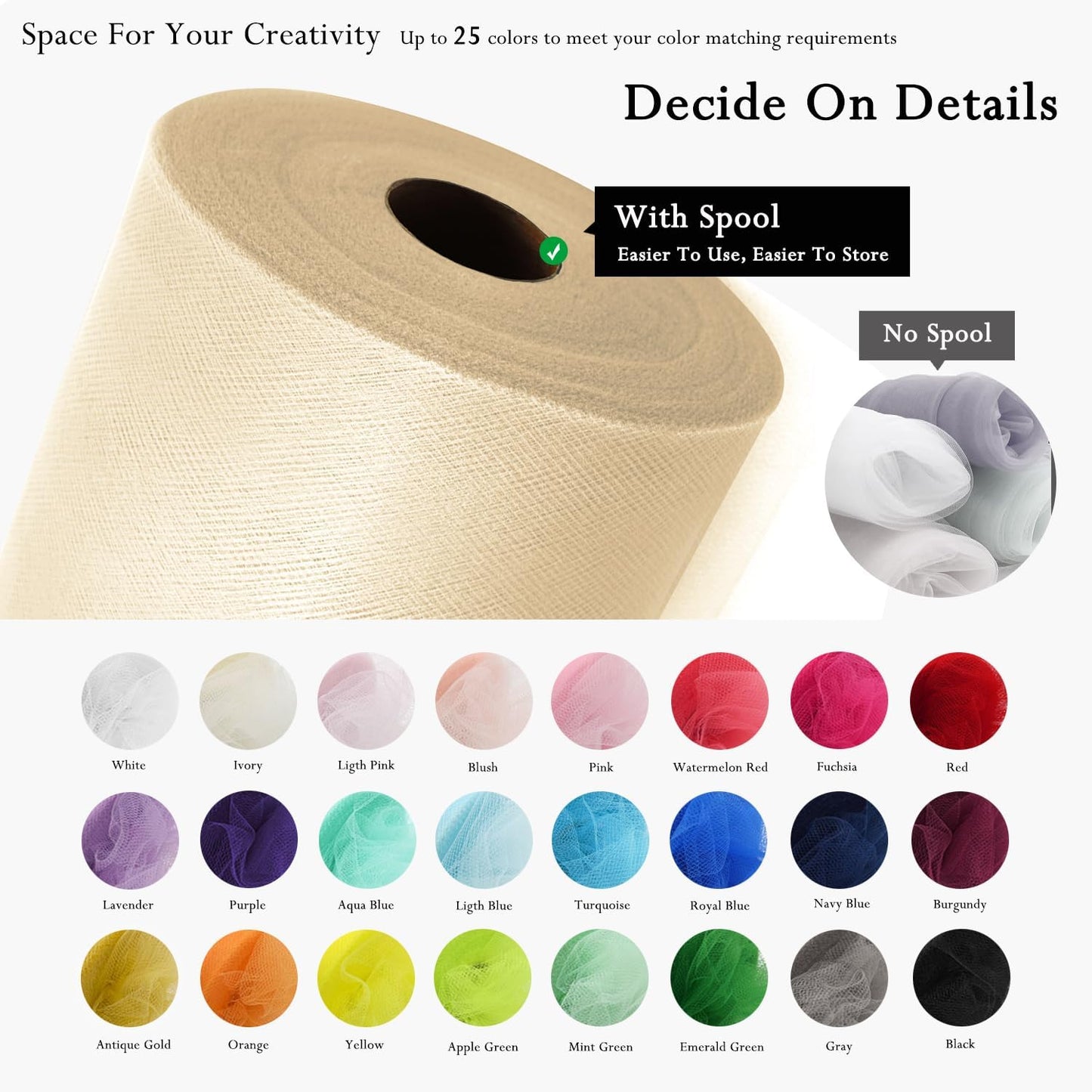 Honey Beige Tulle Fabric Rolls 54 Inch by 40 Yards Tulle Bolt Spool for Wedding Decorations DIY Tutu Baby Shower Table Skirt Ceiling Decor Birthday Party Craft Supplies