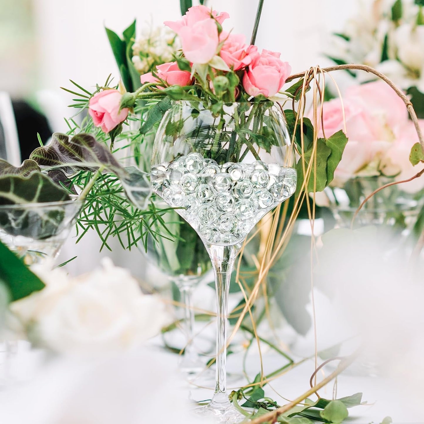 ZTML MS 200,000 Pieces Clear Water Gel Jelly Beads, Clear Water Beads, Vase Filler for centerpieces, Non Toxic Water Beads for Soilless Planting, Floral Arrangement, Vase Filler (Clear)