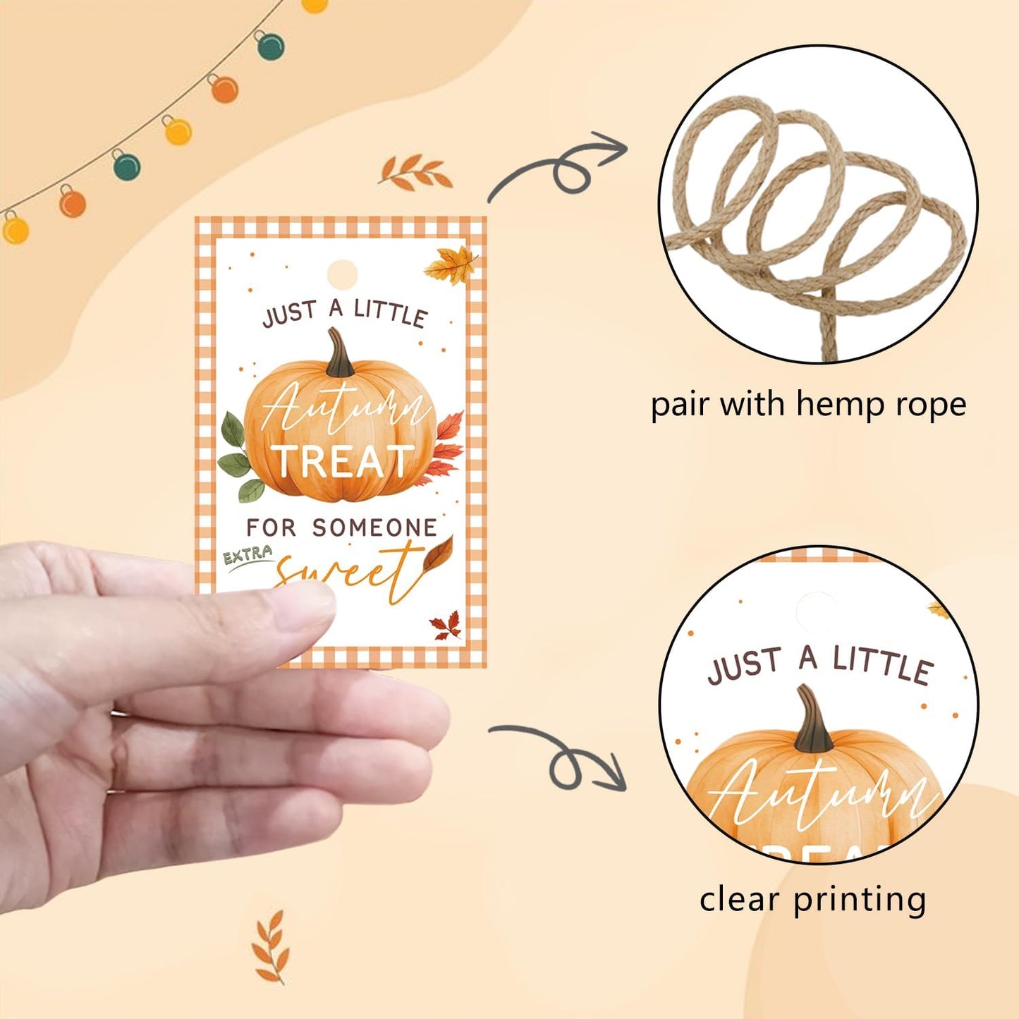 50pcs Thanksgiving Gift Tags with String, Autumn Pumpkin Thank You Tags for Birthday and Baby Shower Party Favors Decoration(Pumpkin)