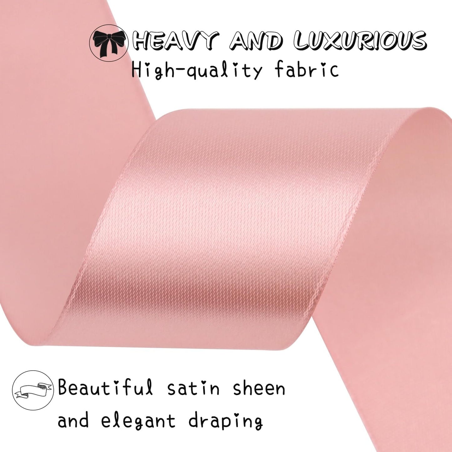 Rose Gold Solid Satin Ribbon 1-1/2 Inch 50 Yards Solid Polyester Fabric Ribbon for Gift Wrapping Wedding Christmas Baby Shower Birthday Party Decoration Handmade Immortal Flower Craft