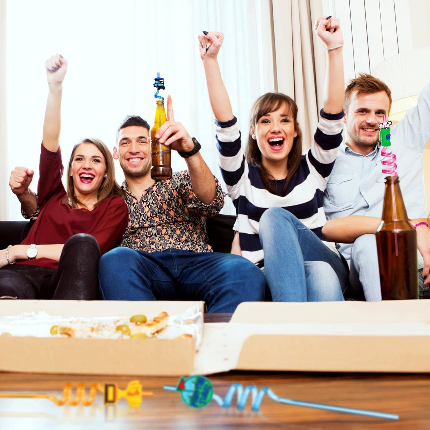 24 Pack Golf Party Decorations Favors Straws Golf Theme Birthday Party Supplies Par Tee Fore Time Decorative PET Drinking Straws Sports Themed Party Decorations for Kids Boys Baby Shower Retirement