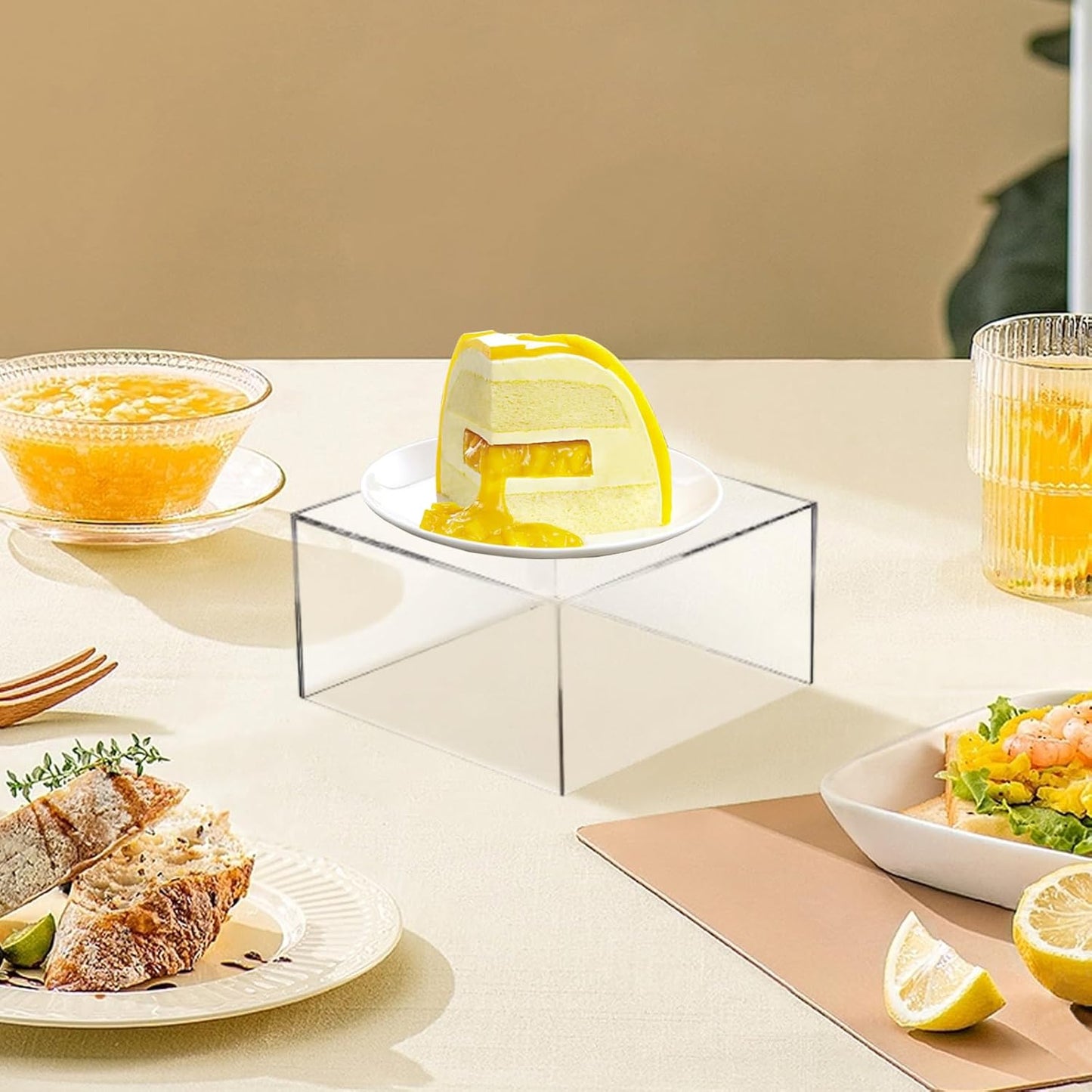 6 Pcs 3 Size Acrylic Cube Display Risers Acrylic Boxes Dessert Display Nesting Cubes, Buffet Risers with Hollow Bottom for Jewelry Collectibles Cosmetics Figures Show