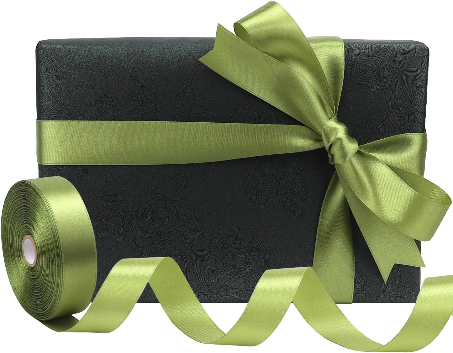 Light Green Solid Satin Ribbon 1 Inch 50 Yards Solid Polyester Fabric Ribbon for Gift Wrapping Wedding Christmas Baby Shower Birthday Party Decoration Handmade Immortal Flower Craft