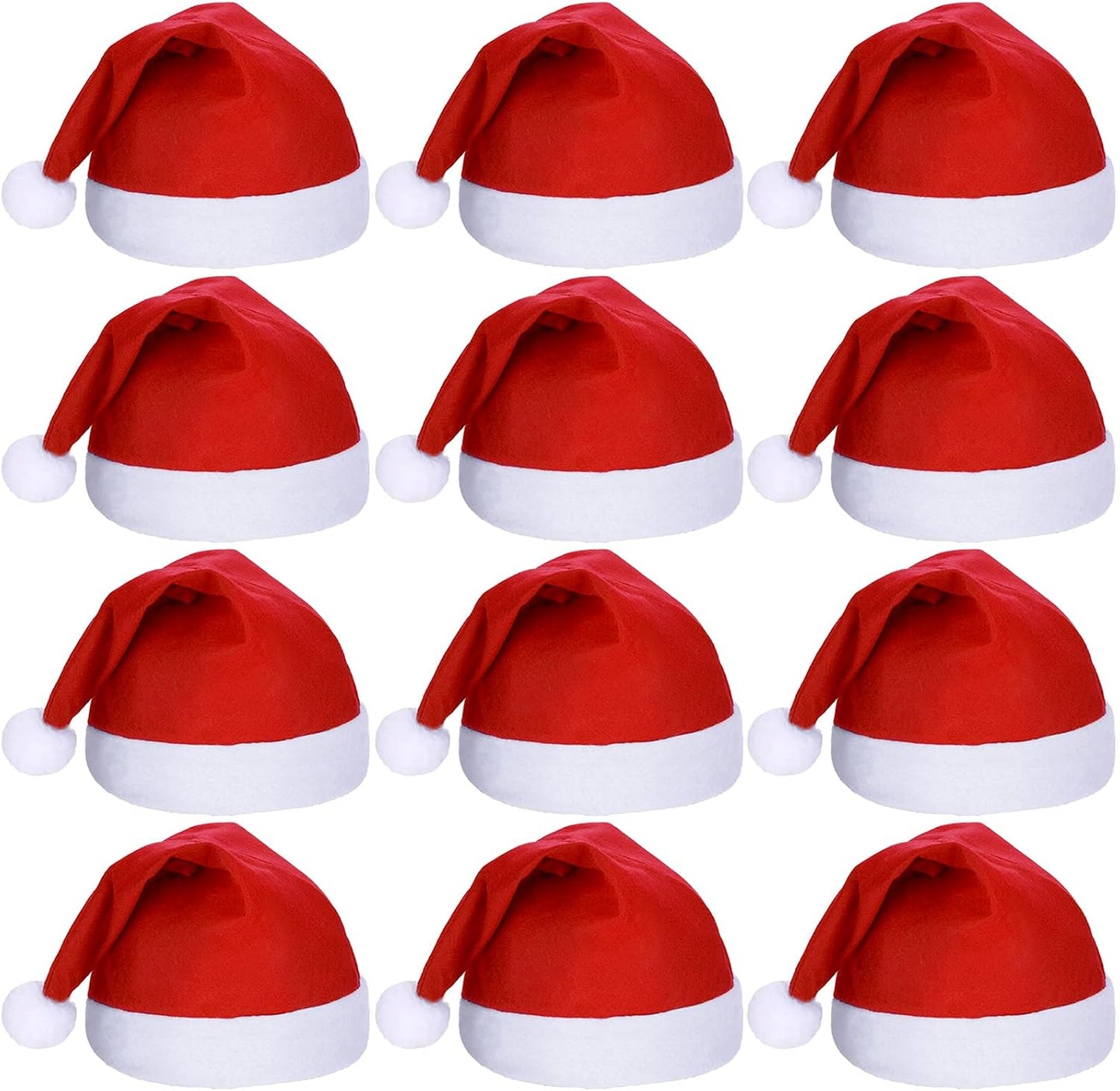 SATINIOR 12 Pieces Santa Hats Christmas Non Woven Fabric Hat for Holidays Xmas Party Supplies
