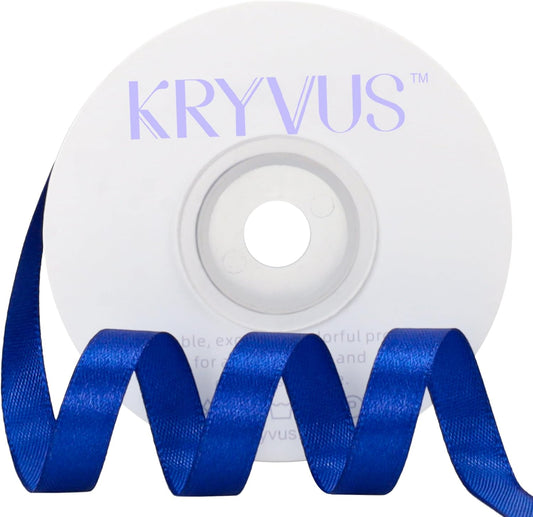 Royal Blue Satin Ribbon 3/8 inch X Continuous 25 Yards, Single Face Polyester Ribbon Perfect for Gift Wrapping, Flower Bouquet, Wedding Decor, Crafts, Bow Making, Sewing and More