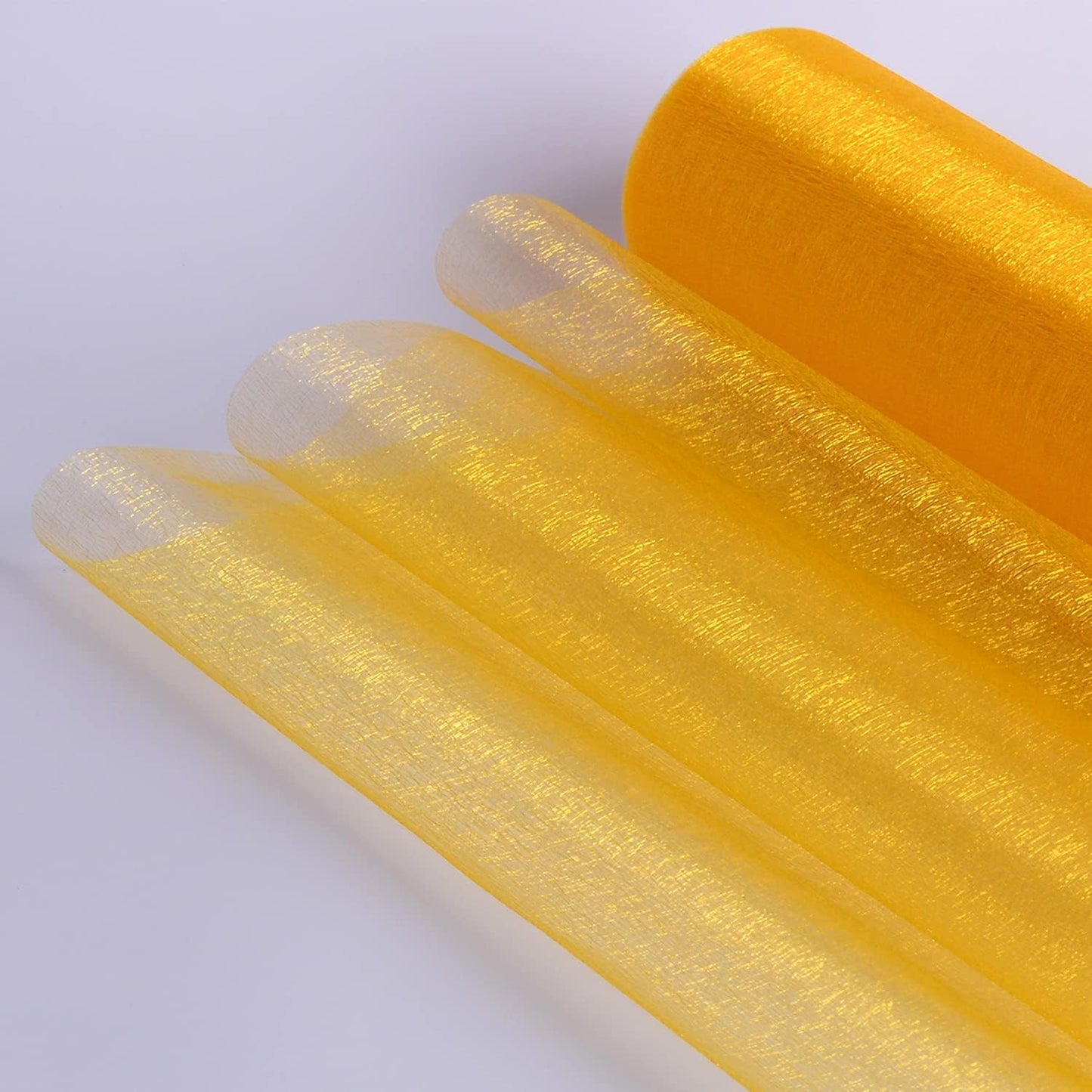 Crystal Organza Fabric Tulle - 16" by 50 Yards Sheer Fabric for Wedding Party Decoration Bridal Shower Tutu Roll Netting Spool Ribbon Wrapping (Gold)