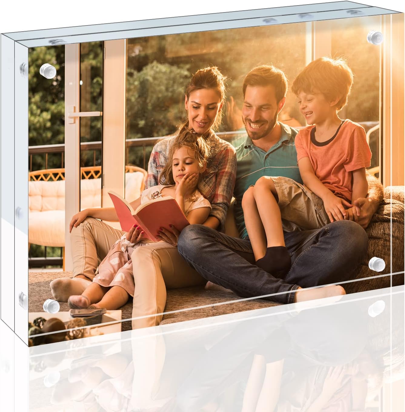 Egofine 4x6 Acrylic Frame, 20mm Thicker Frameless Clear Picture Frame, Double Sided Magnetic Picture Frame, Free Standing Desktop Display