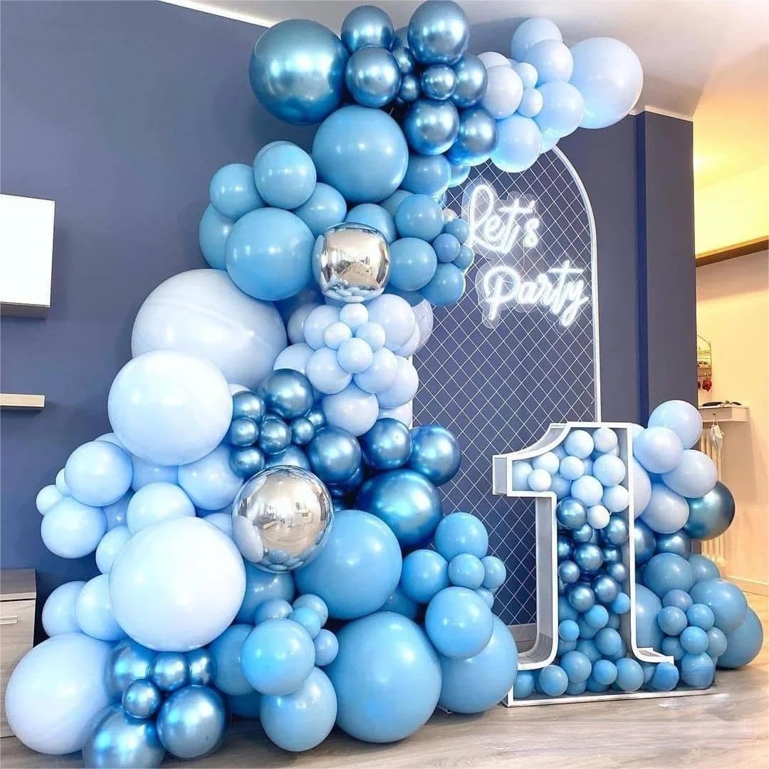 Chrome Metallic Blue Balloons 12 inch, 50 Pcs 3.2g Latex Balloons for Birthday Wedding Baby Shower Christmas Party Decoration