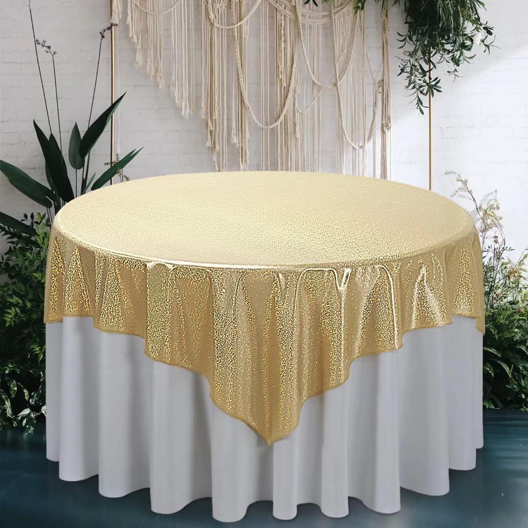 Fitable Sequin Tablecloth for Parties 60x60 Inch - Sparkle Glitter Table Cloth Laser Square Overlay for Wedding Baby Shower Ceremony Birthday Holiday Banquet Decor, Khaki