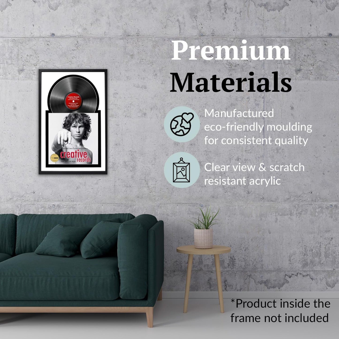 Creative Picture Frames 16" x 24" Jukebox Vinyl Frame Display with Double Double White-Black Matting, LP Record Album Frame for Wall Decor, White/Black, 1 Count