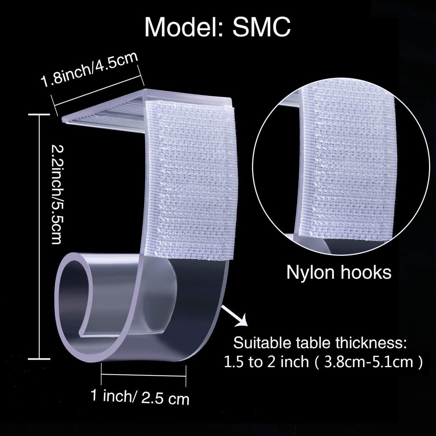 Boao 25 Pieces Table Skirting Clips SMC Model Plastic Tablecloth Clips for Table 1.5-2 Inch with Hook and Loop for Meeting Party Indoor Outdoor Events (Pack of 2)
