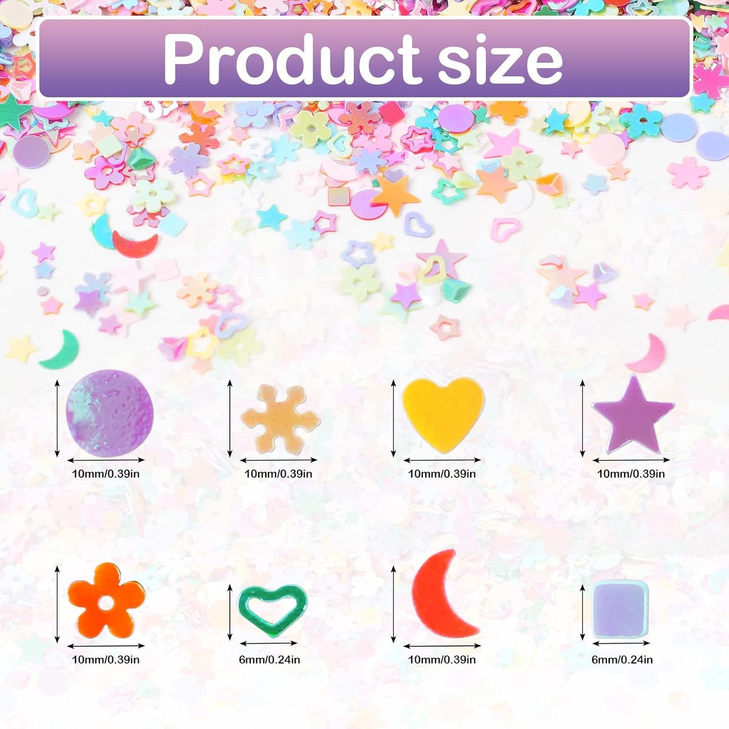 Multicolor Manicure Glitter Confetti 3.6oz/100g, Mixed Shapes Size 2-10mm for Party Decoration, DIY Crafts, Premium Nail Art Etc