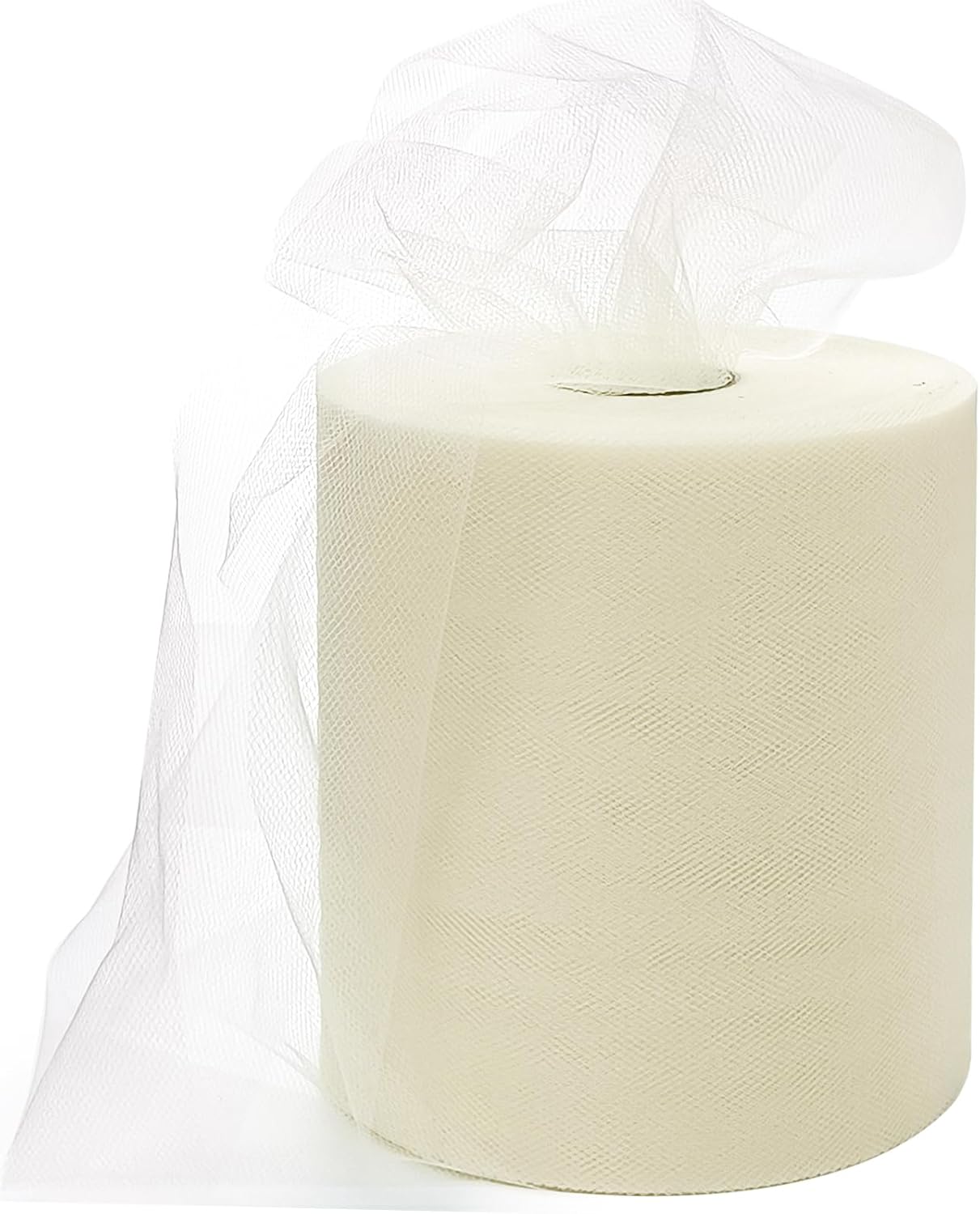 6" x 200 Yards Lvory Tulle Fabric Rolls, Lvory Spool Tulle Ribbon for DIY Tutu Skirt Wedding Decoration Baby Shower Birthday Party Backdrop Gift Wrapping Bow Craft Supplies