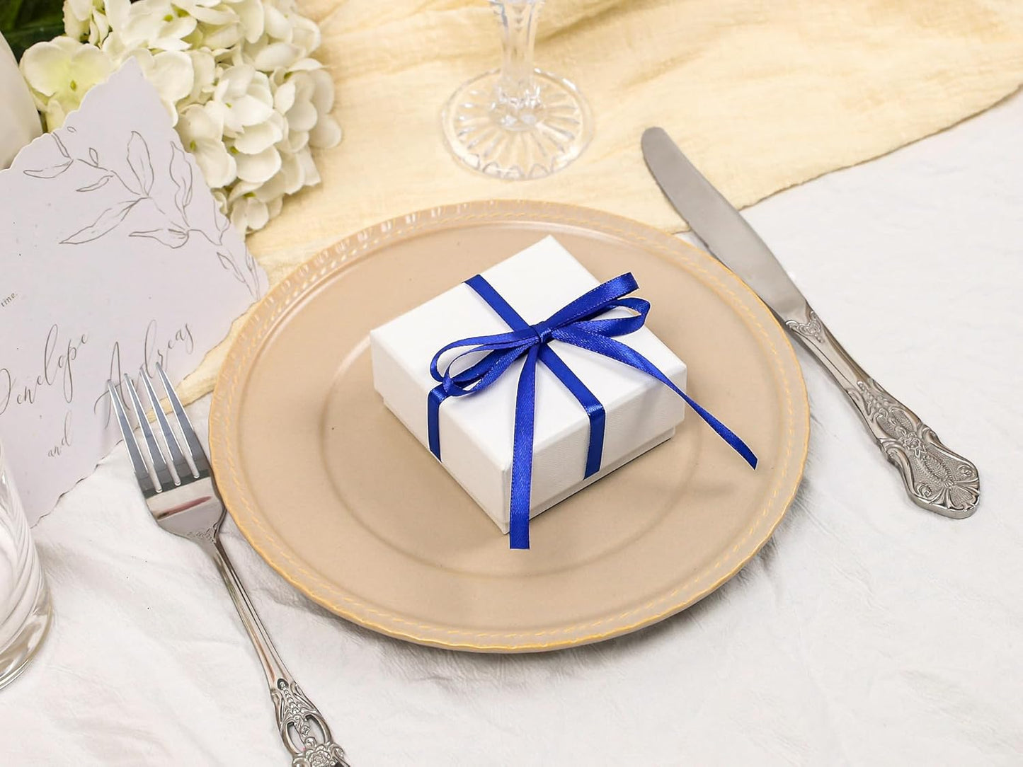 Royal Blue Satin Ribbon 1/4 inch X Continuous 50 Yards, Single Face Polyester Ribbon Perfect for Gift Wrapping, Flower Bouquet, Wedding Decor, Crafts, Bow Making, Sewing and More