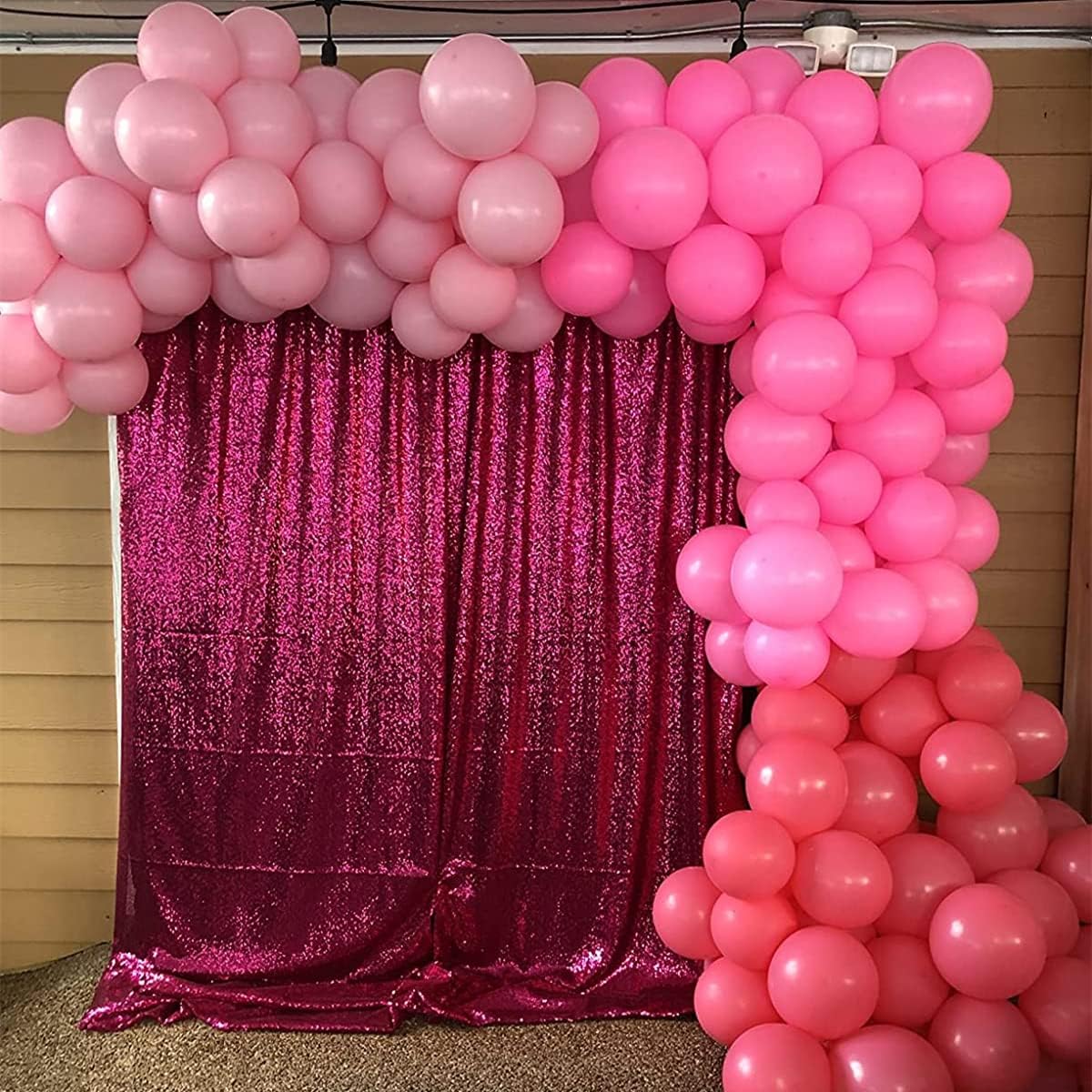 Sequin Backdrop Hot Pink 8ft x 8ft Glitter Photo Booth Backdrop for Birthday Party Fuchsia