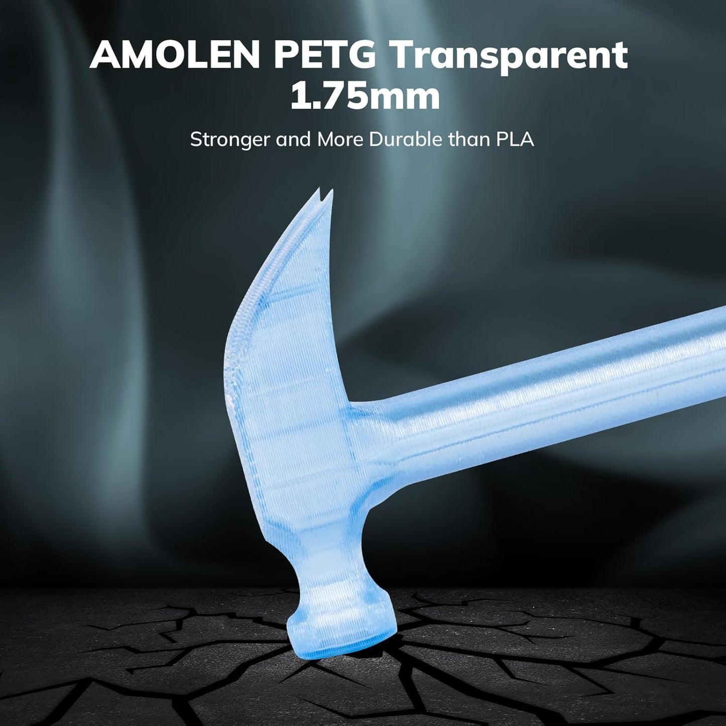 AMOLEN Rapid PETG Transparent 3D Printer Filament 1.75mm +/-0.02mm,Transcucent petg 500mm/s High Speed Strong Toughness Sky Blue 1KG/2.2lb